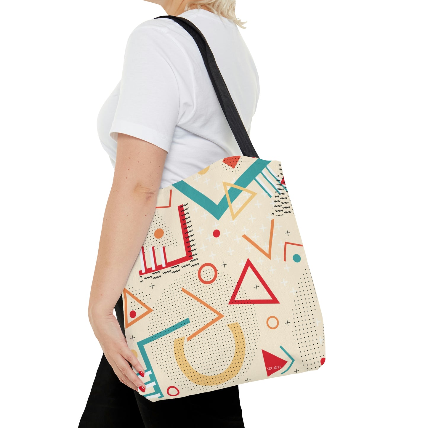 1980s Retro Abstract Graphic Art - Triangles and Circles - Tote Bag