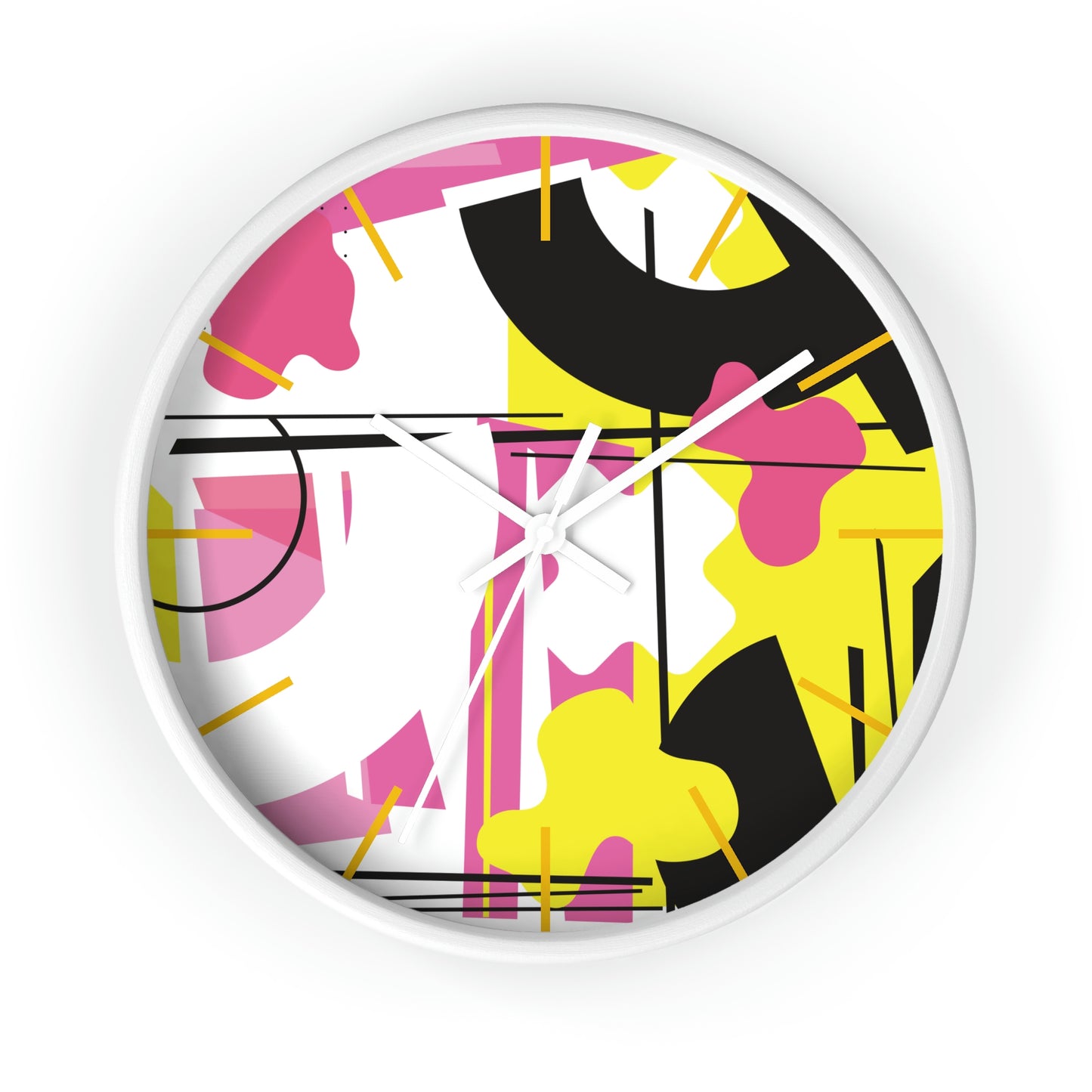 Yellow and Pink Retro 1980s Inspired Wall Clock