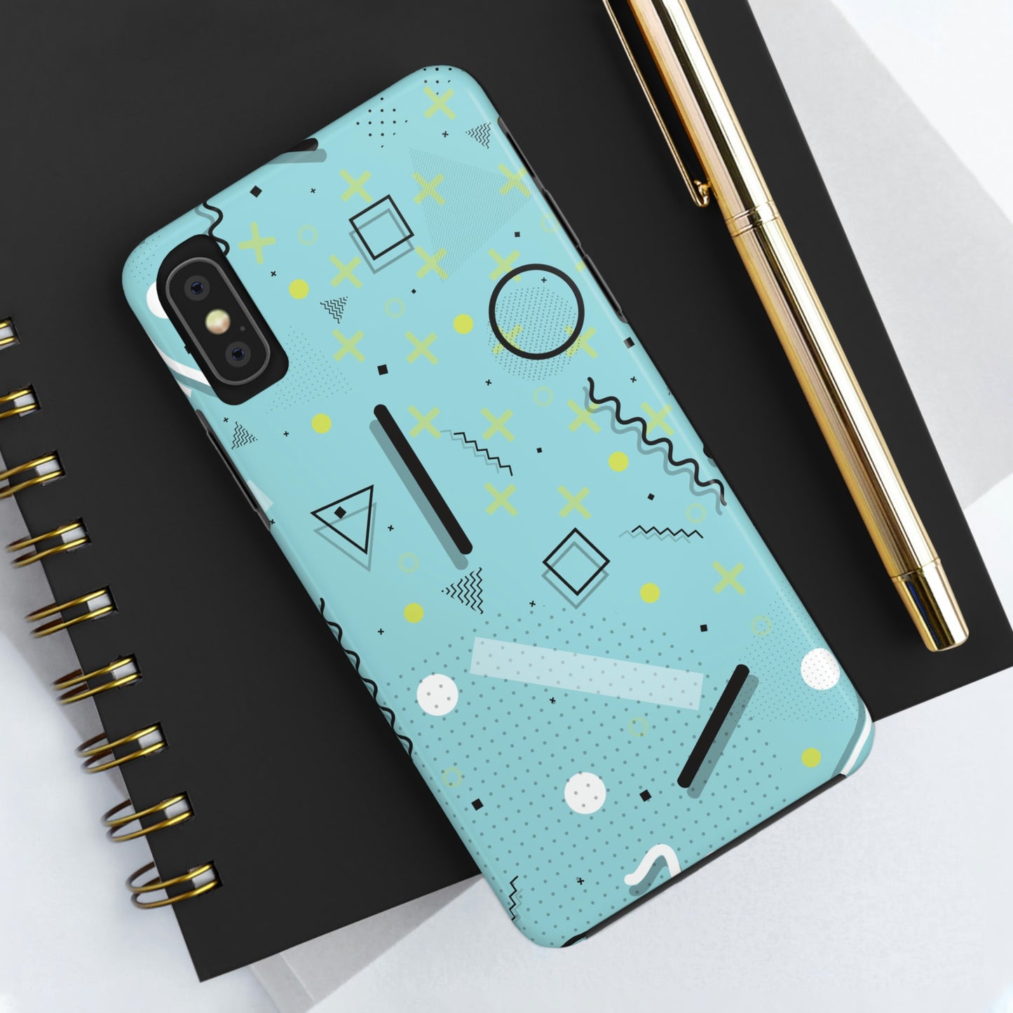 Tough Phone Cases, Case-Mate 1980 Retro Abstract Graphic Art - Blue Yellow Plus