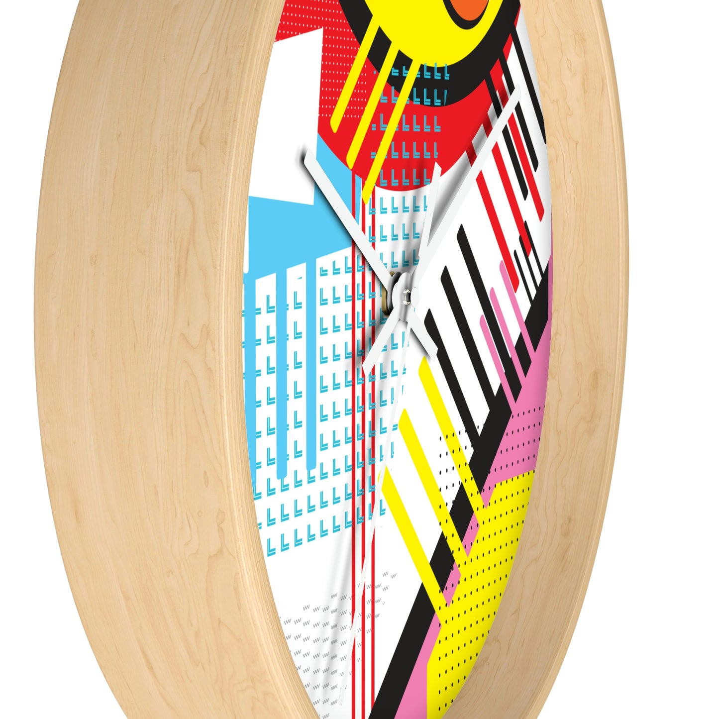 Colorful Retro 1980s Inspired Wall Clock - Eggs and Tines Design