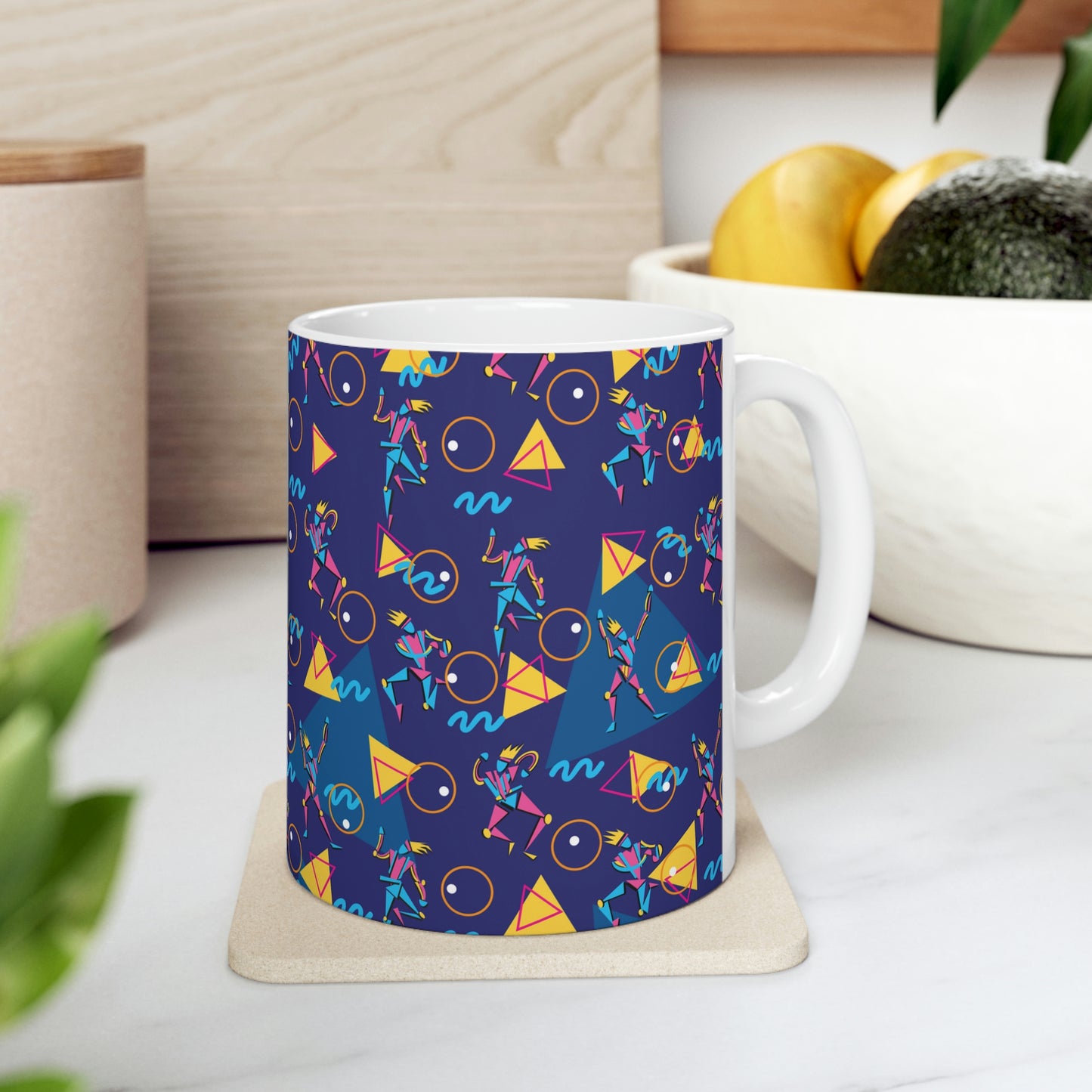 Ceramic Mug 11oz - 1980 Retro Graphic Abstract Design - 80s Dancers