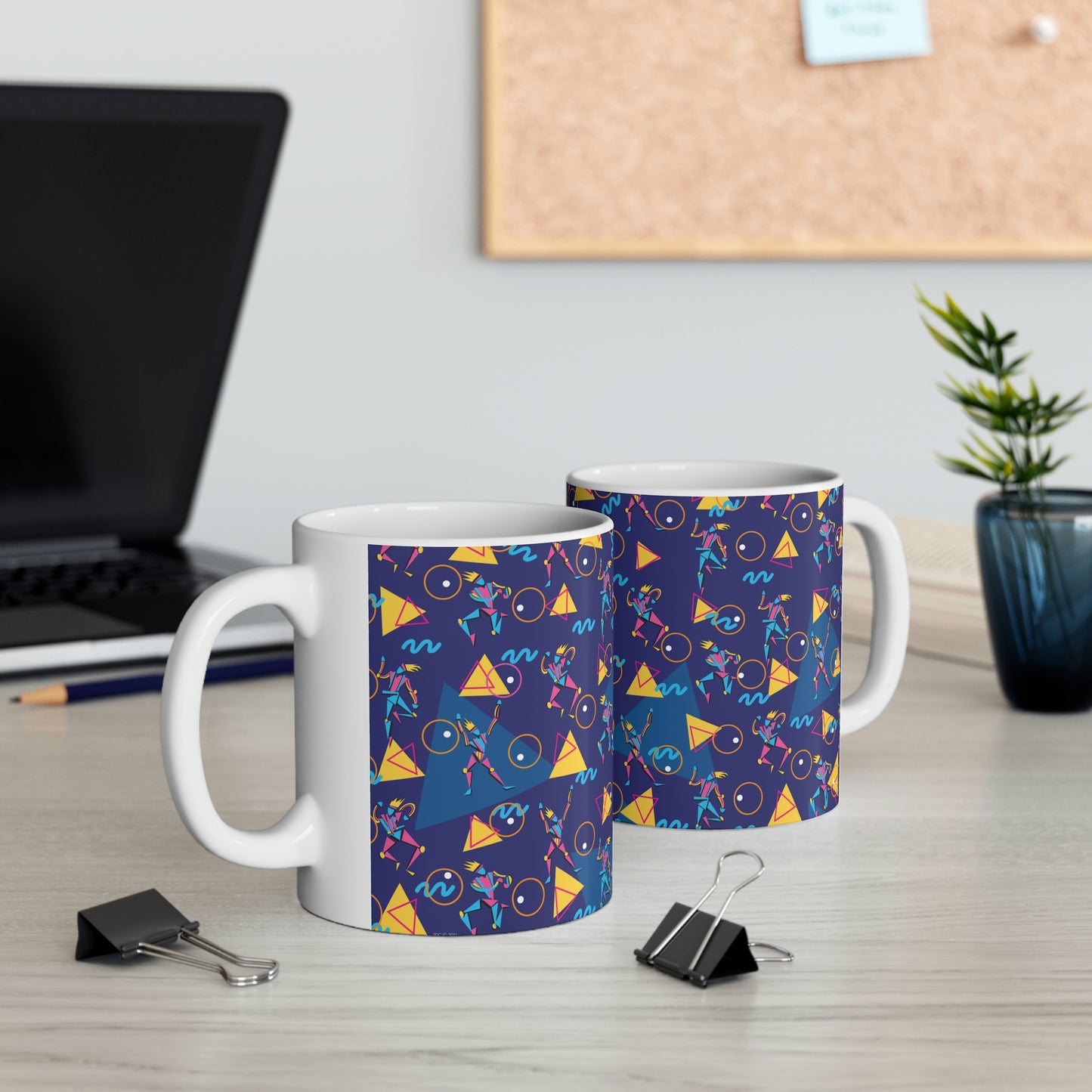 Ceramic Mug 11oz - 1980 Retro Graphic Abstract Design - 80s Dancers