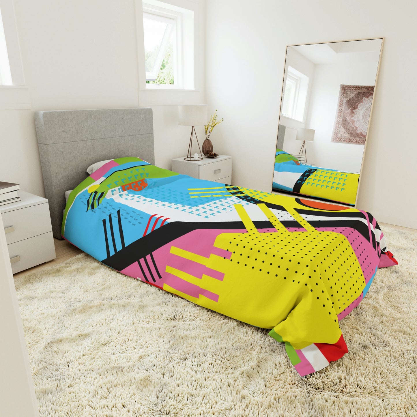 1980s Retro Graphic Art Abstract - Eggs and Tines - Duvet Cover