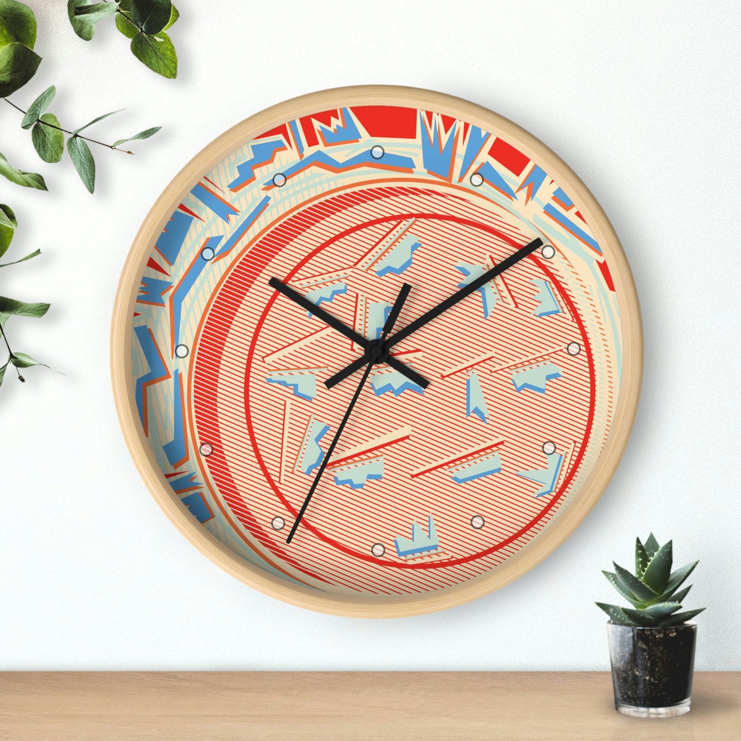 1980s Retro Abstract Design Cereal Bowl Wall Clock