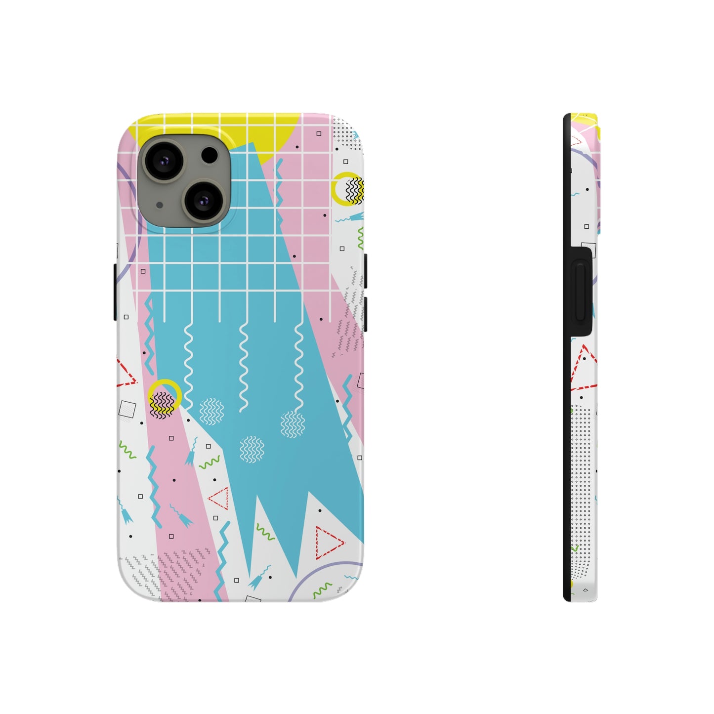 Tough Phone Cases, Case-Mate -80s Retro Abstract Graphic Art - Gridded Pink Blue -