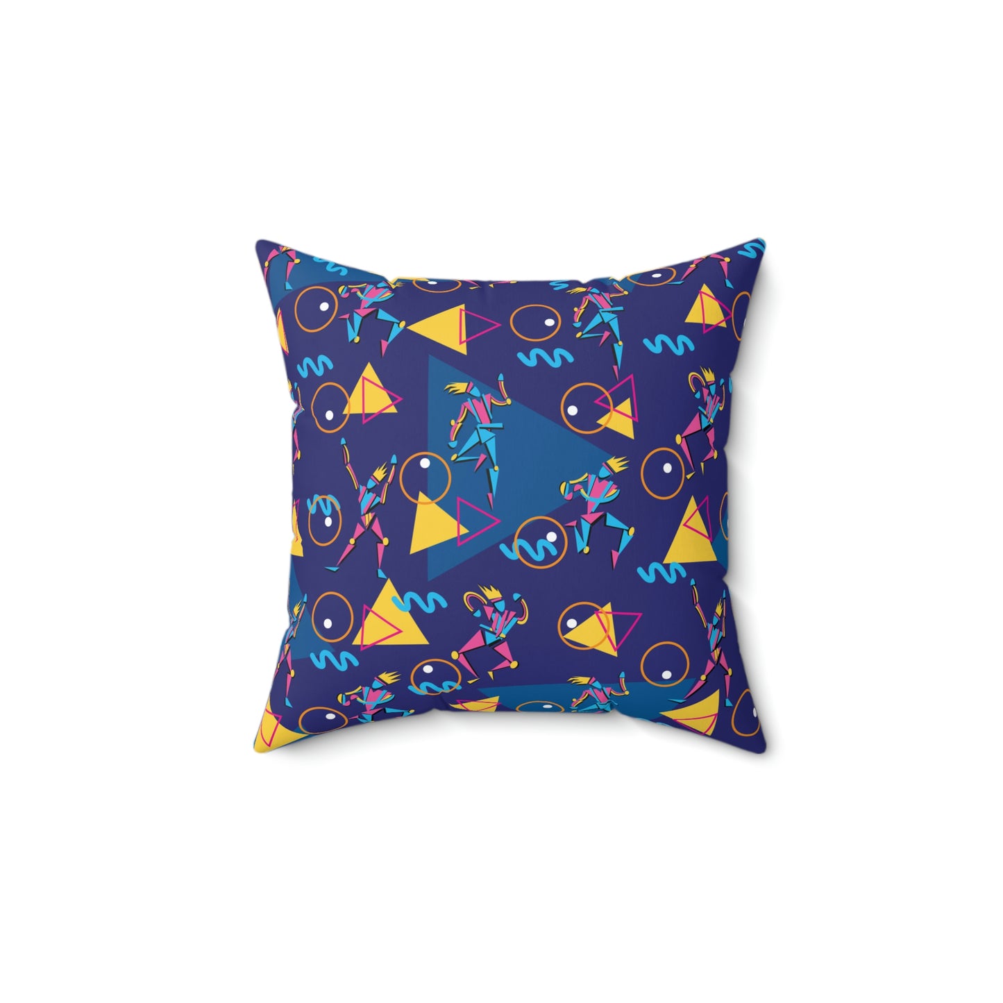 Spun Polyester Square Pillow - 1980 Retro Abstract Graphic Art - Abstract 80s Dancers -