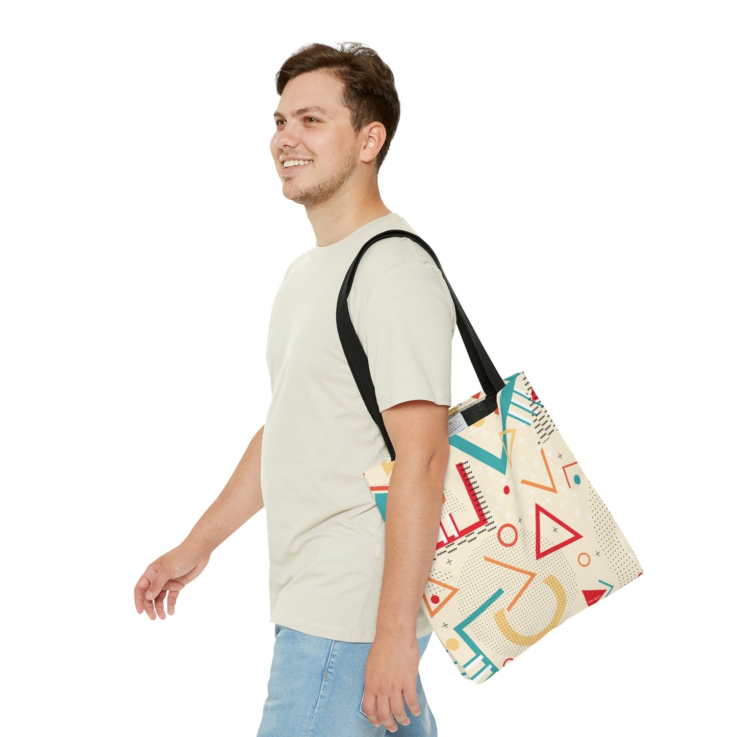1980s Retro Abstract Graphic Art - Triangles and Circles - Tote Bag