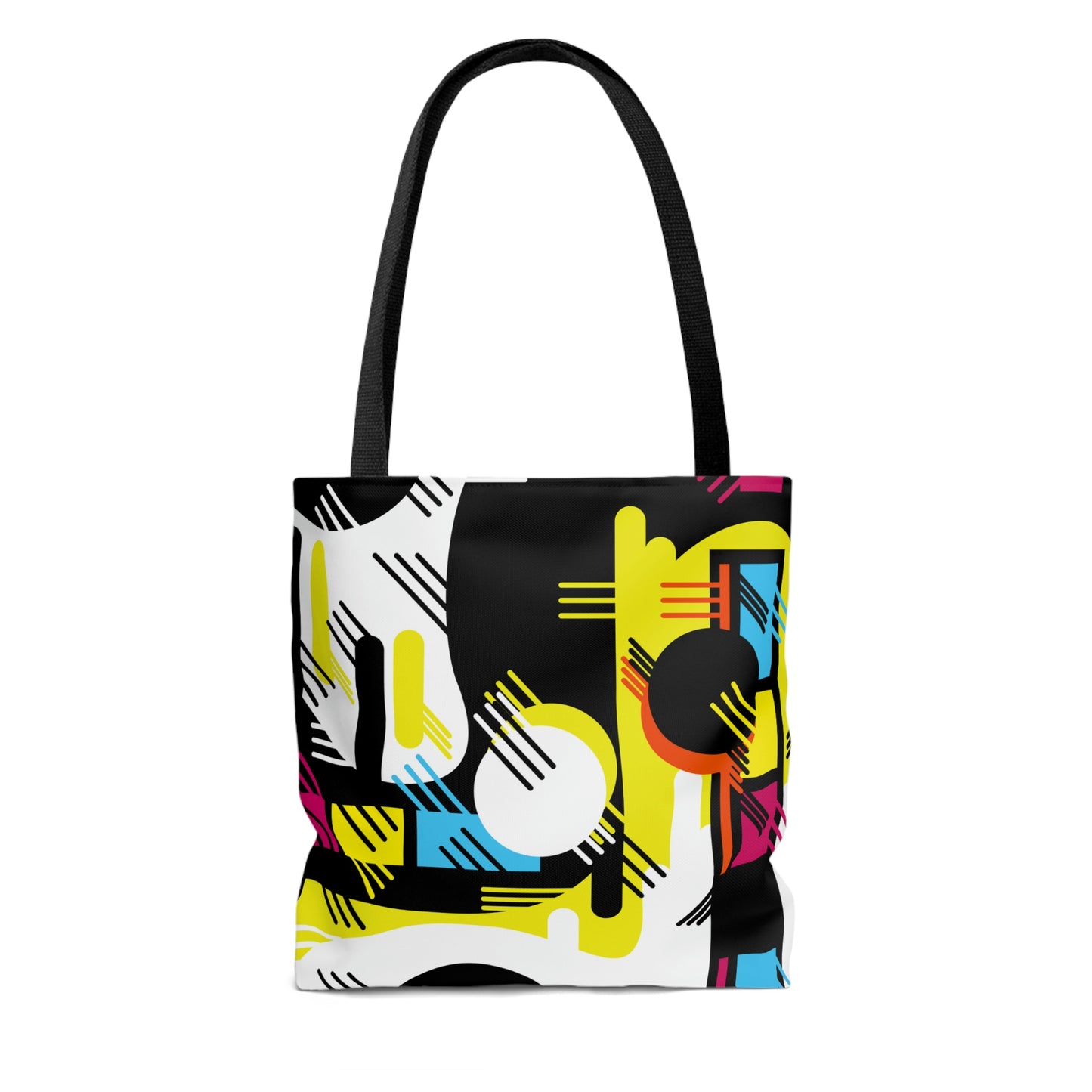 Hot Pink Yellow and Black Retro Inspired 1980s Tote Bag
