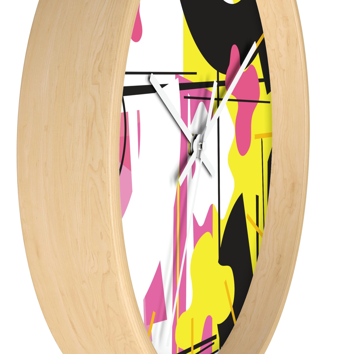 Yellow and Pink Retro 1980s Inspired Wall Clock