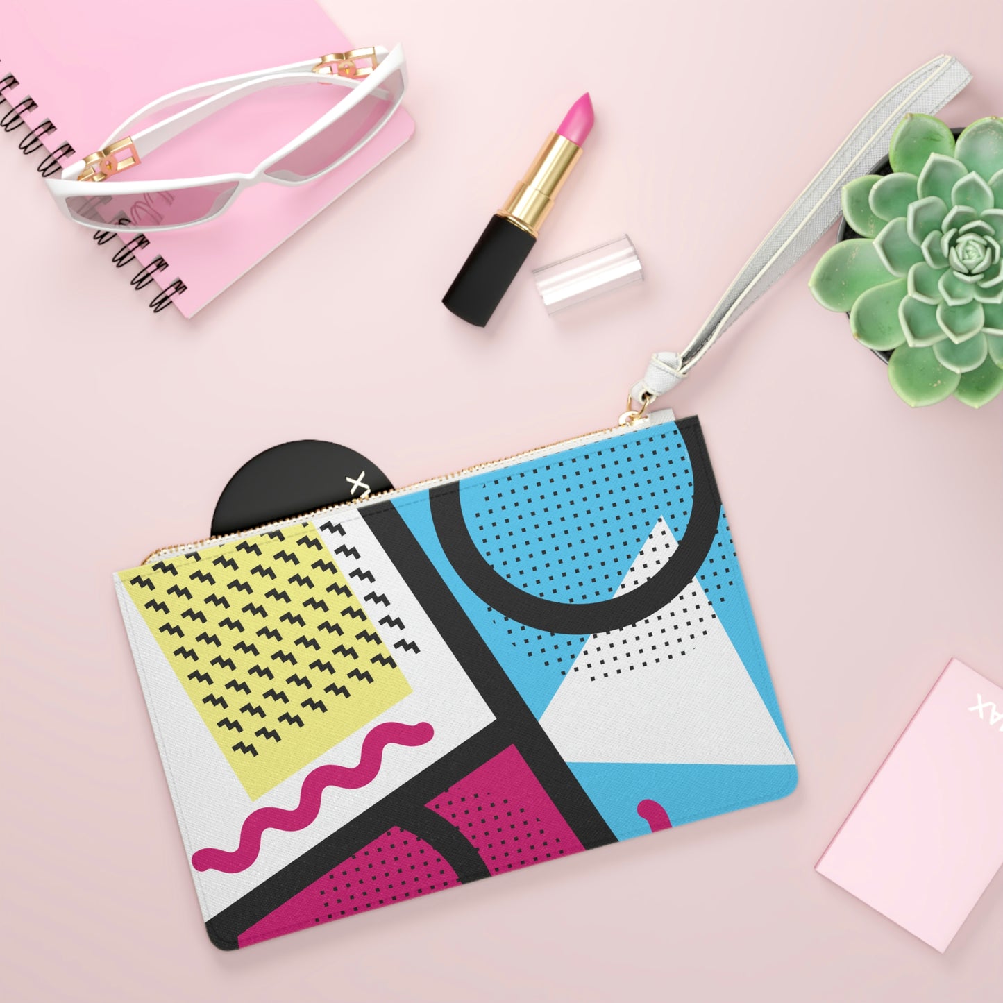 Clutch Bag 1980 Retro Abstract Graphic Art - Tick Tack Triangle -