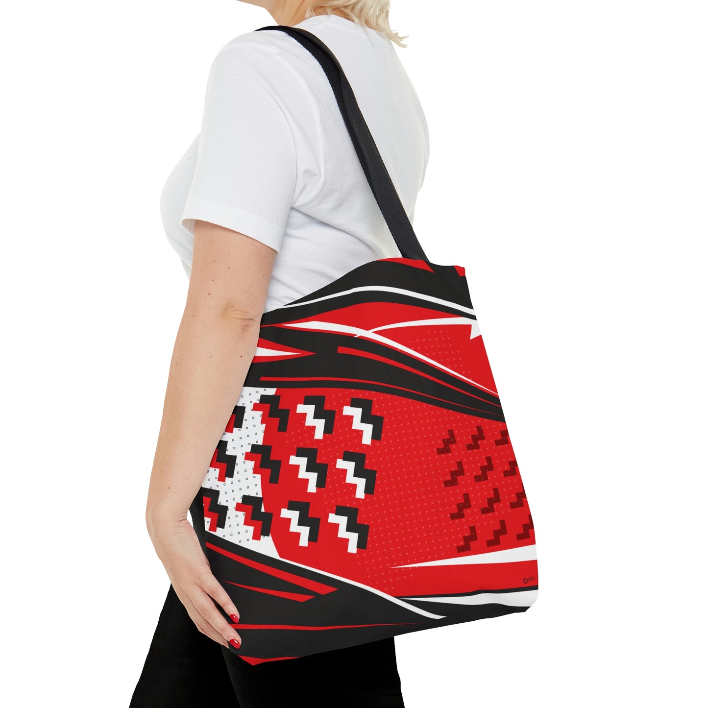 Red Geometric 1980s Retro Inspired Tote Bag