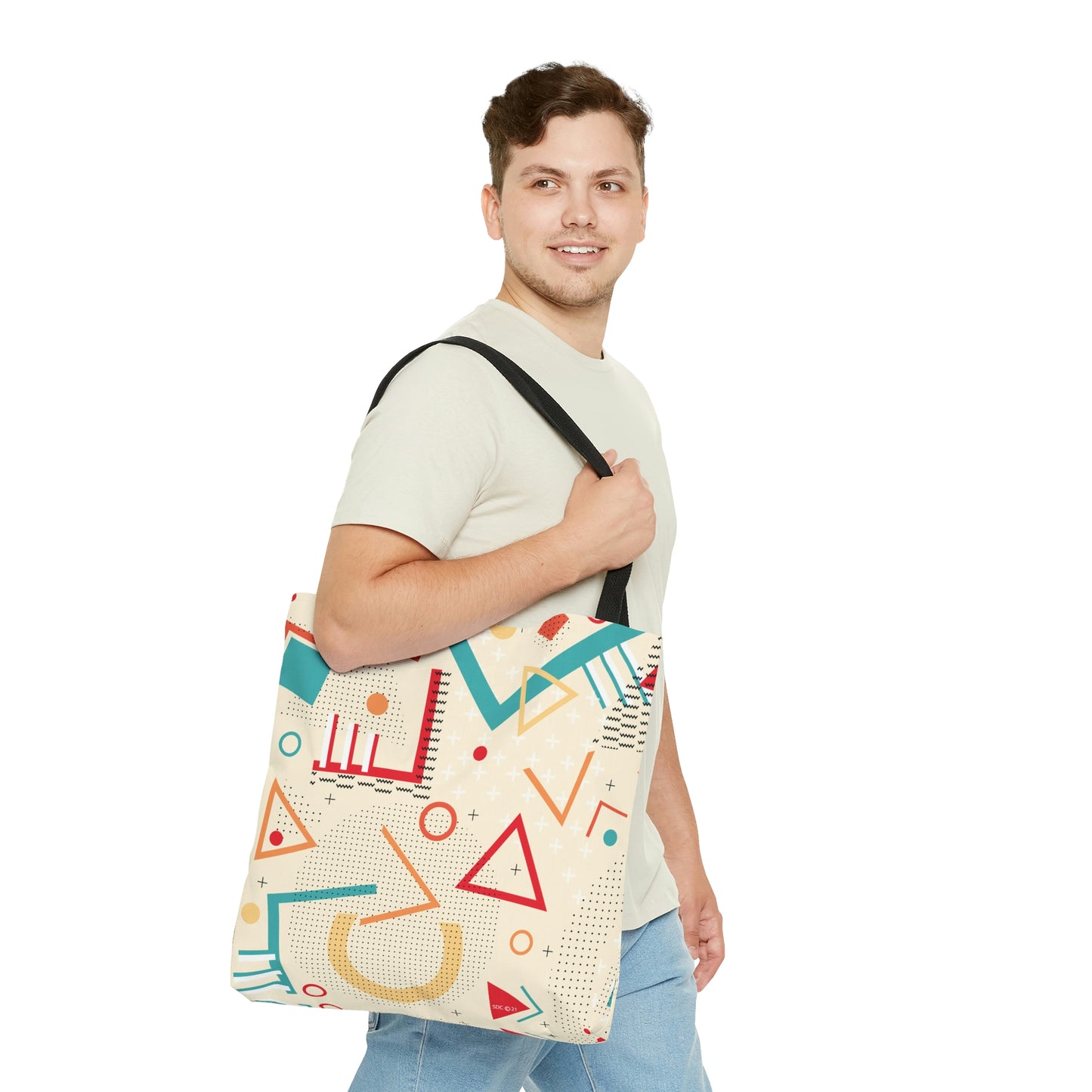 1980s Retro Abstract Graphic Art - Triangles and Circles - Tote Bag