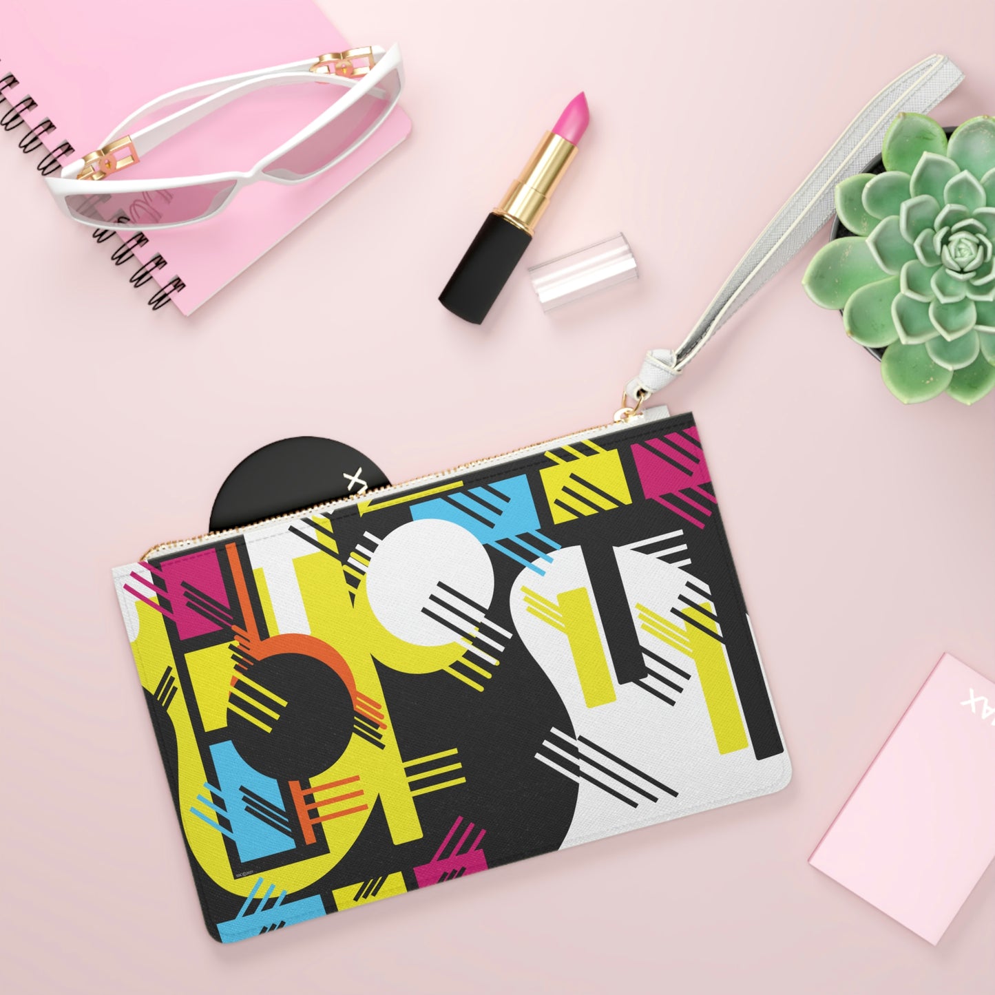 Clutch Bag 1980 Retro Abstract Graphic Art - Primary Tines -