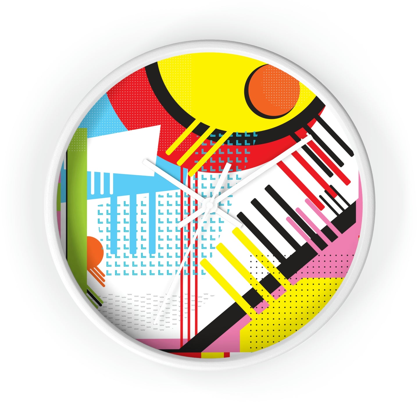 Colorful Retro 1980s Inspired Wall Clock - Eggs and Tines Design