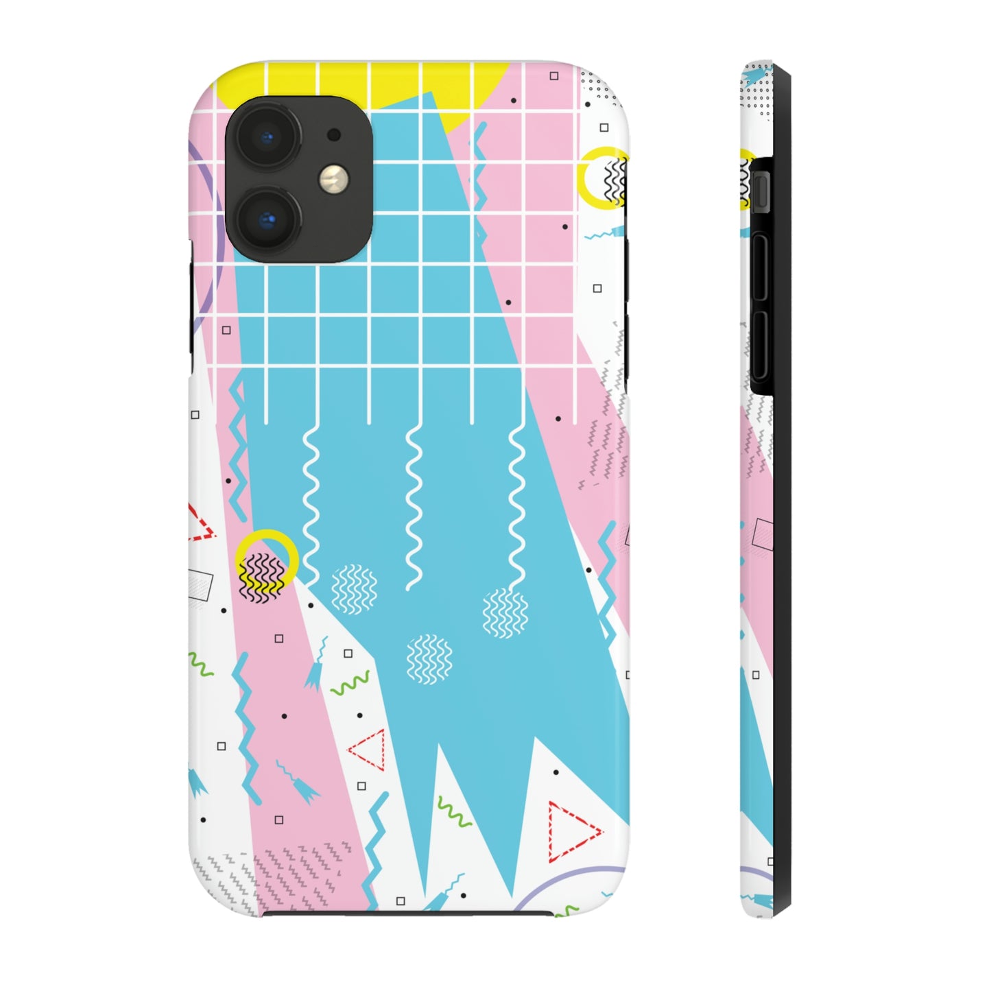 Tough Phone Cases, Case-Mate -80s Retro Abstract Graphic Art - Gridded Pink Blue -