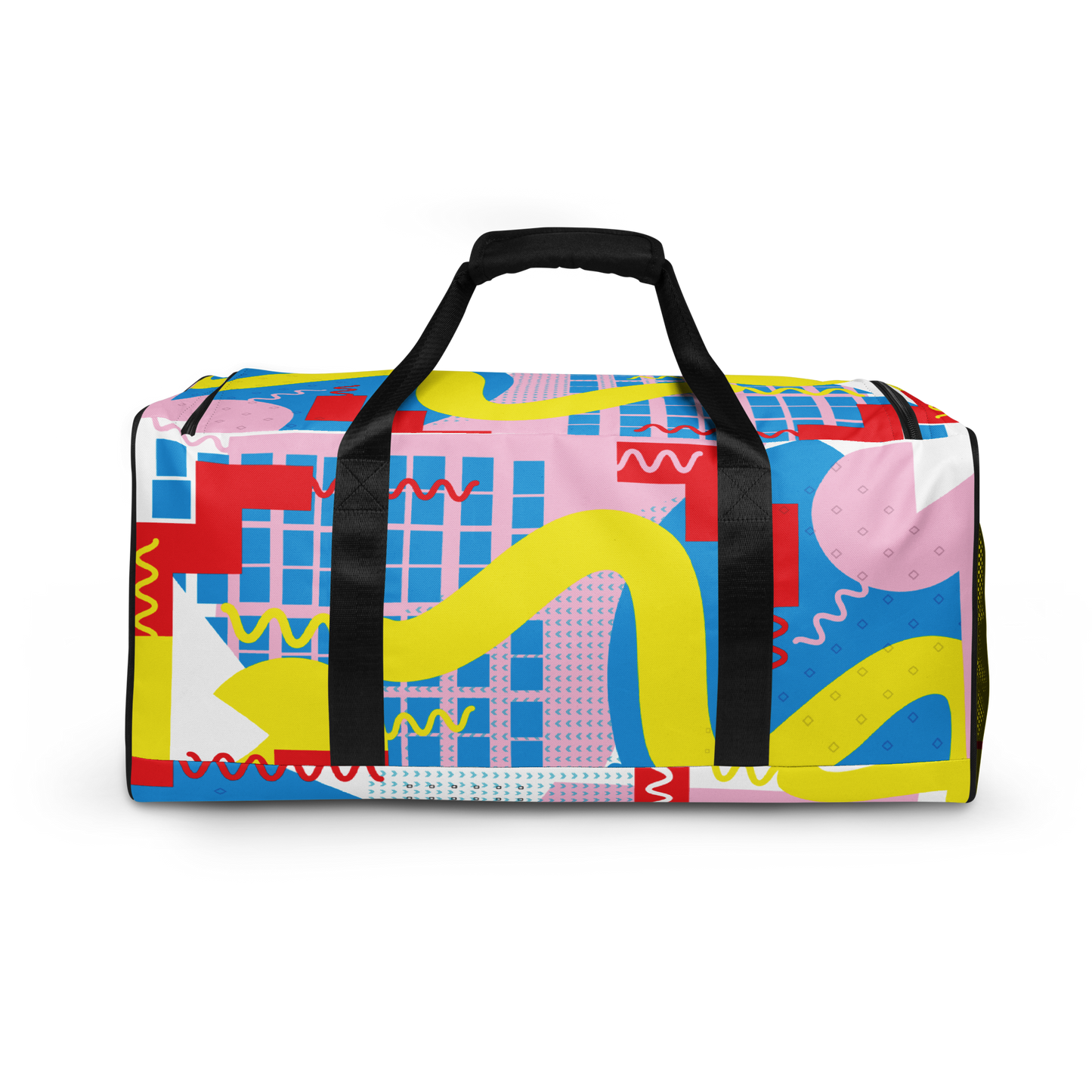 80s-Inspired Squiggle Geometric Duffle Bag