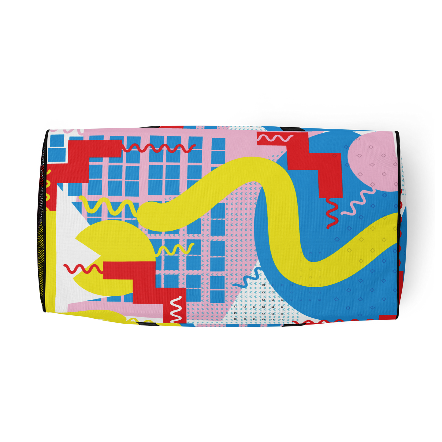 80s-Inspired Squiggle Geometric Duffle Bag