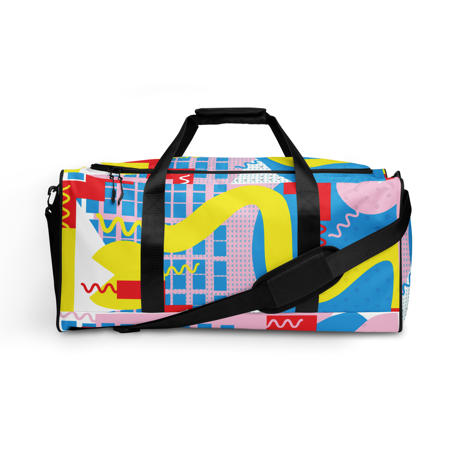80s-Inspired Squiggle Geometric Duffle Bag