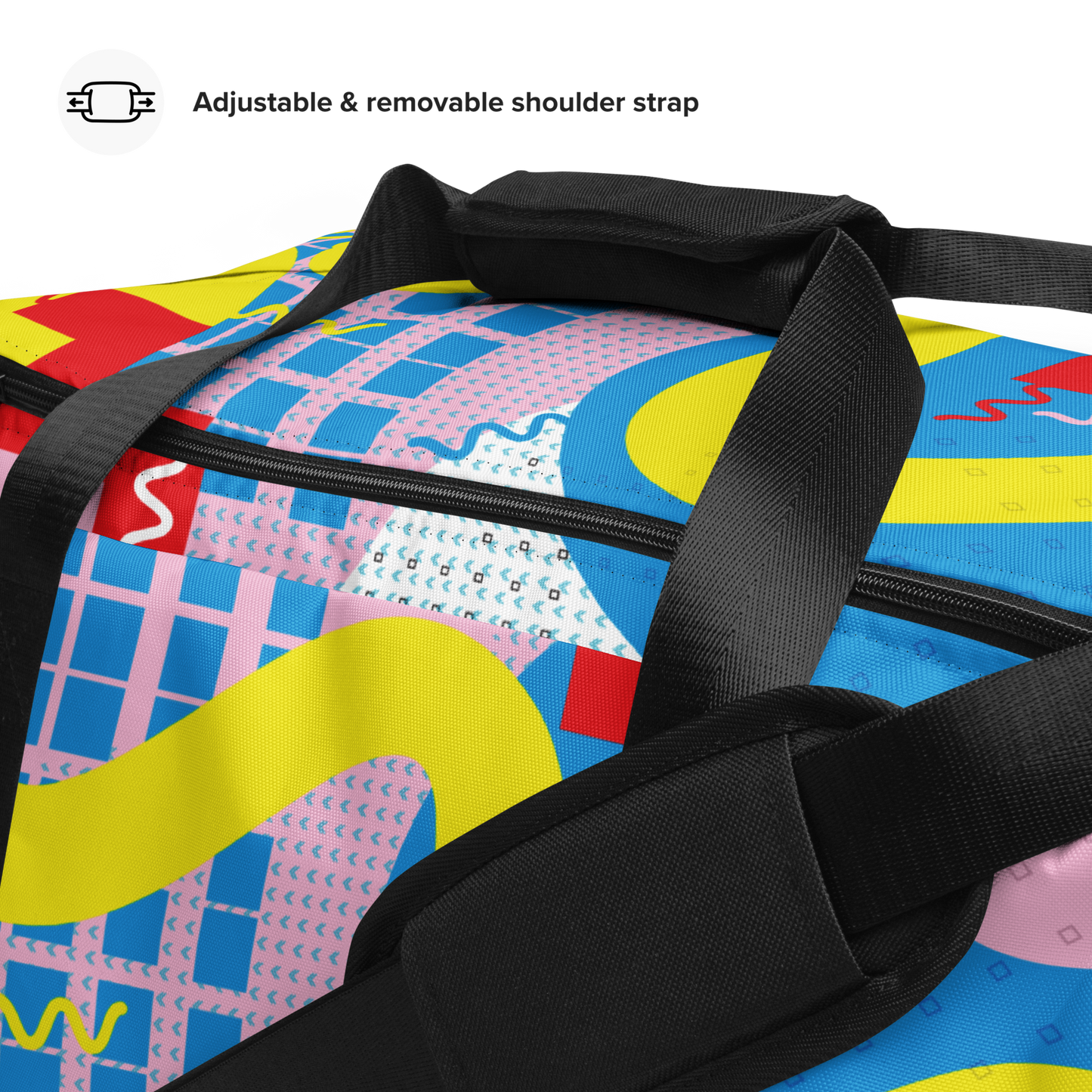 80s-Inspired Squiggle Geometric Duffle Bag
