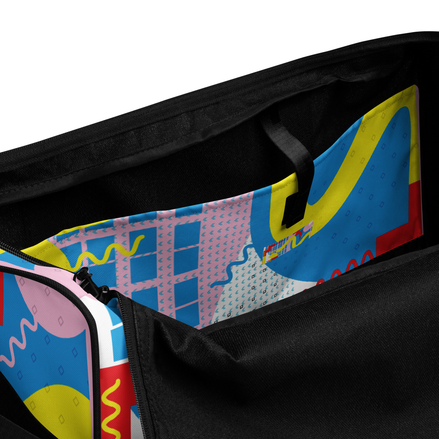 80s-Inspired Squiggle Geometric Duffle Bag