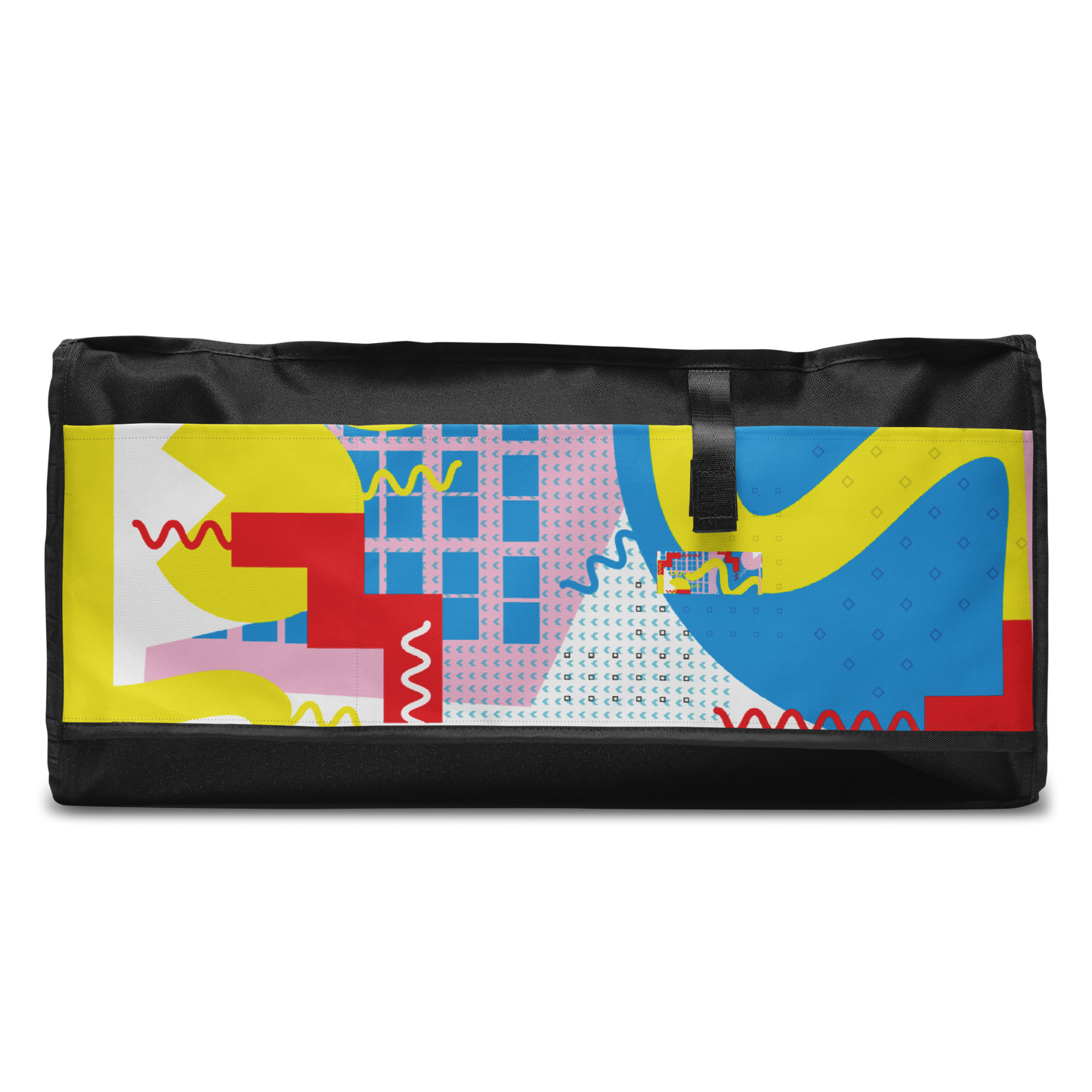 80s-Inspired Squiggle Geometric Duffle Bag