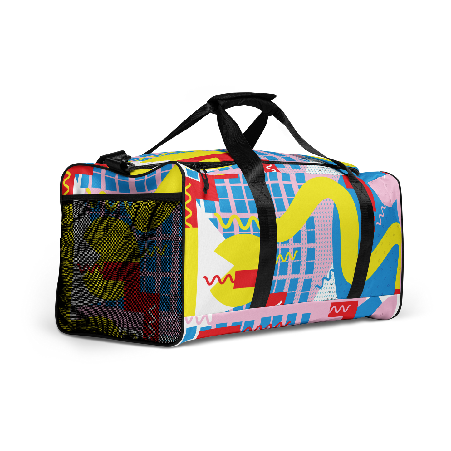 80s-Inspired Squiggle Geometric Duffle Bag