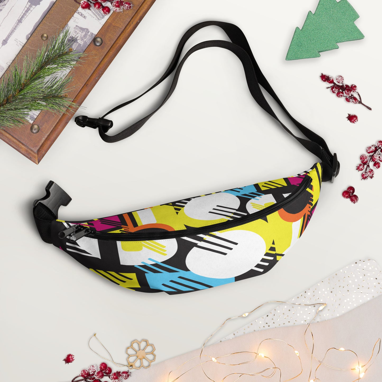 1980s Retro Abstract Graphic Art - Primary Tines - Fanny Pack