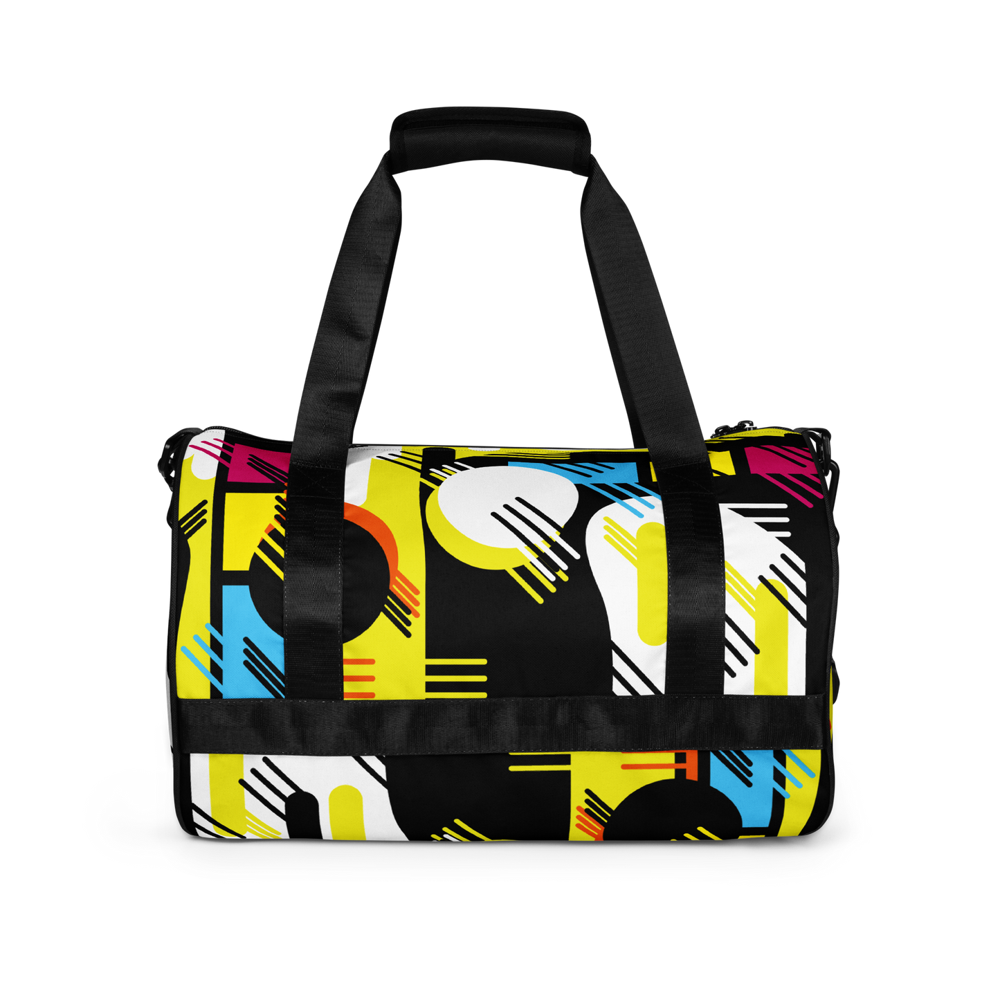 Retro 1980s Geometric Abstract All-Over Printed Gym Travel Duffel Bag