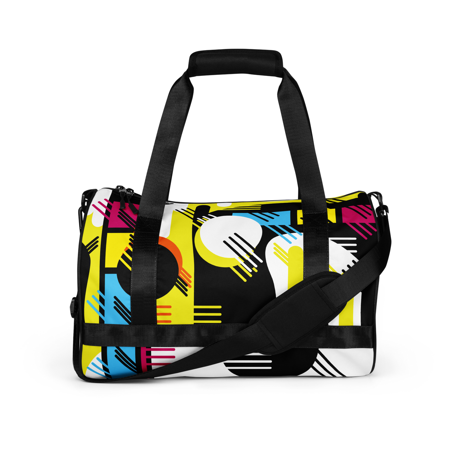 Retro 1980s Geometric Abstract All-Over Printed Gym Travel Duffel Bag