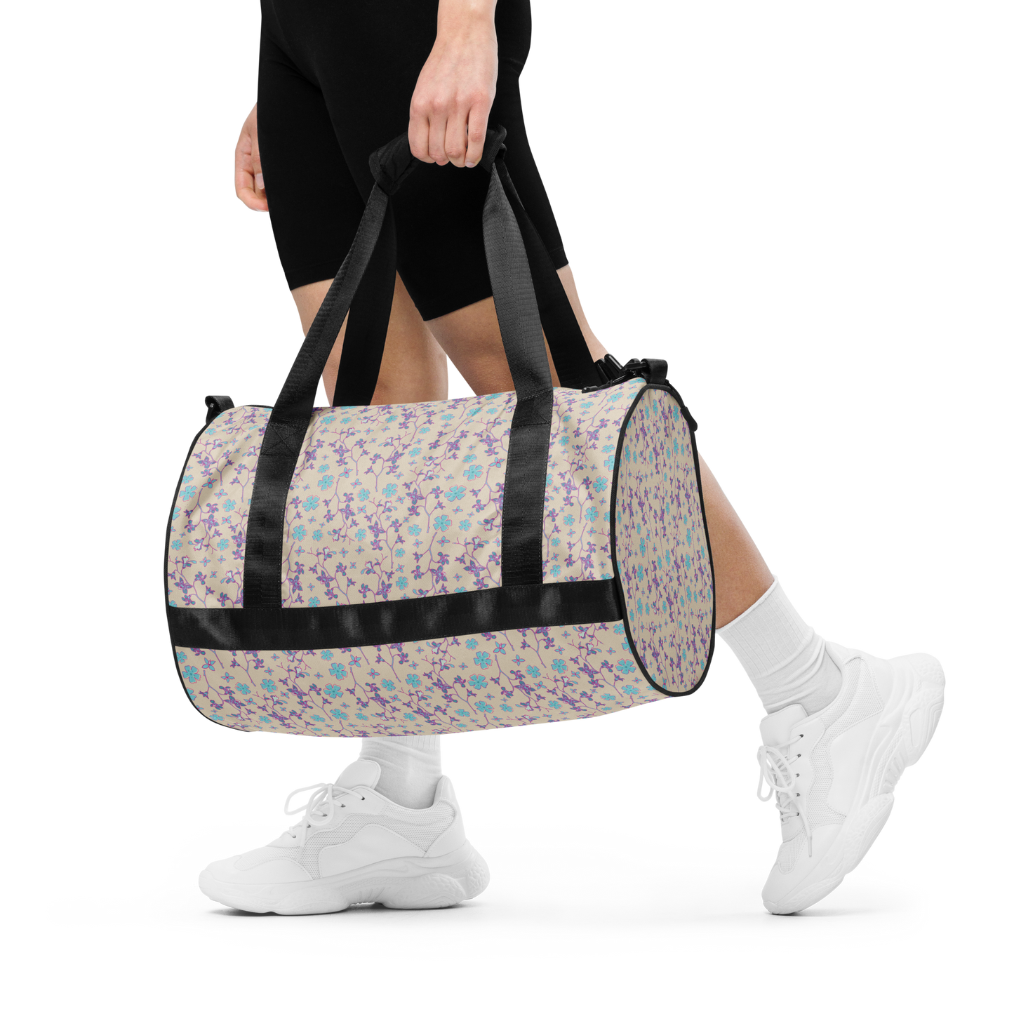 Pink Branches and Flowers Printed Duffel Bag