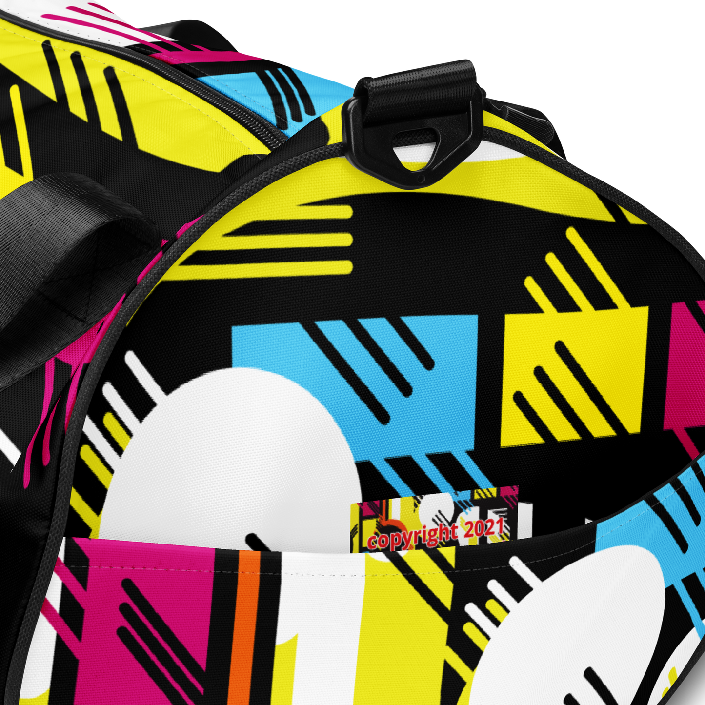 Retro 1980s Geometric Abstract All-Over Printed Gym Travel Duffel Bag