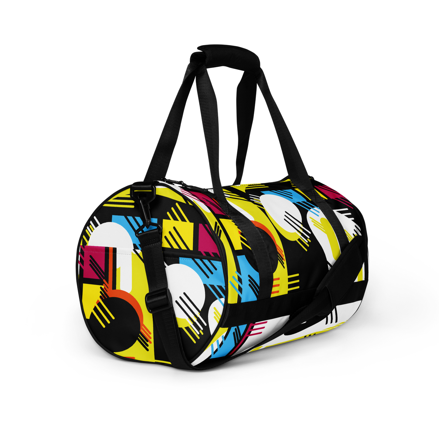 Retro 1980s Geometric Abstract All-Over Printed Gym Travel Duffel Bag