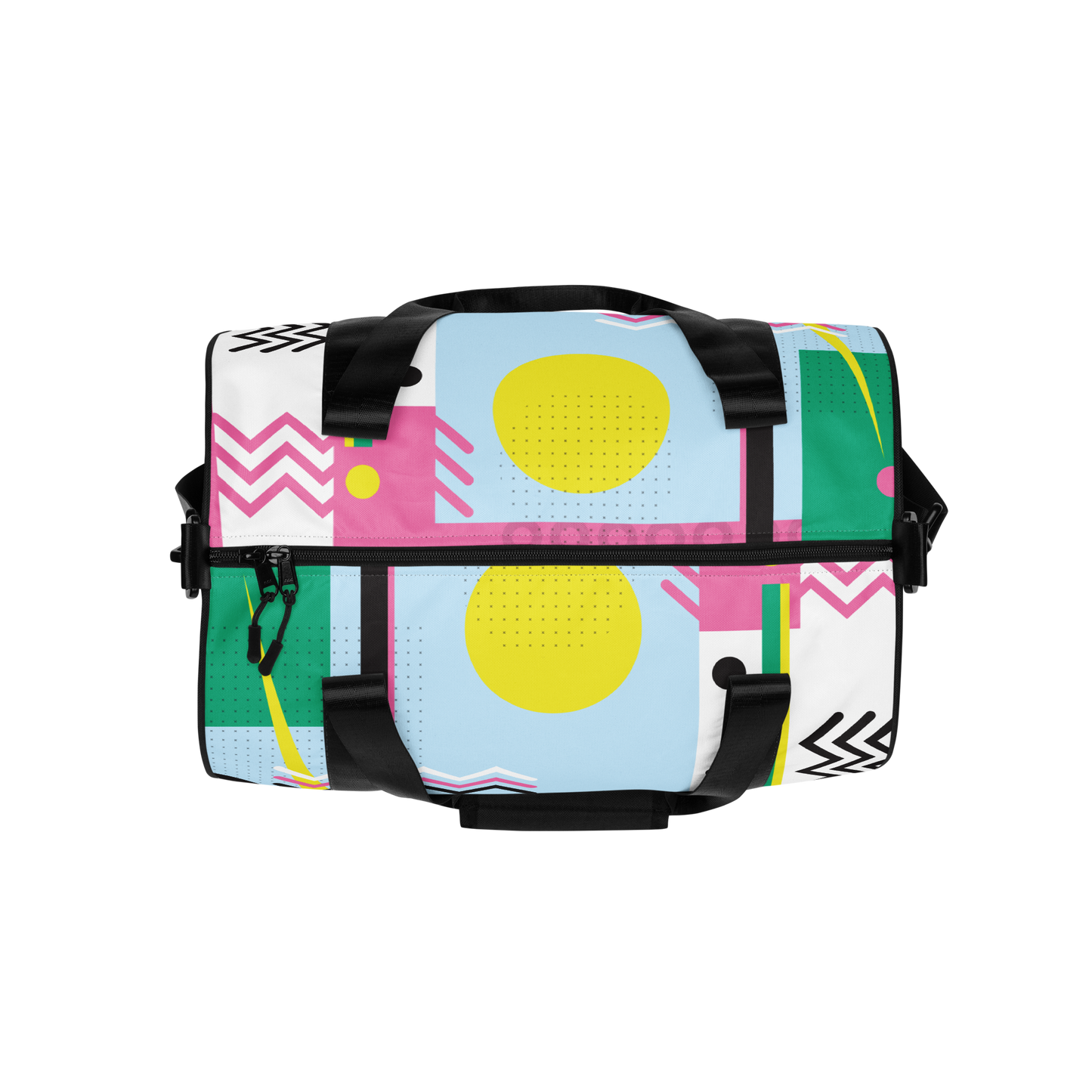 1980s Retro Abstract Geometric Graphic Art Zig Zags All-Over Printed Duffel Bag