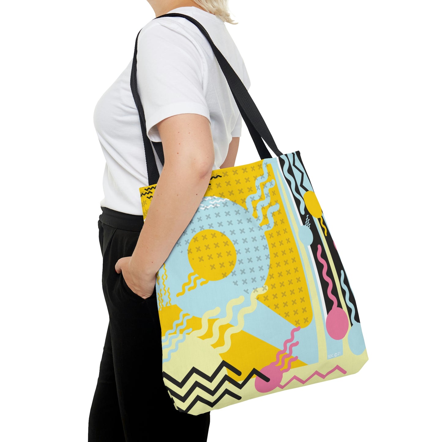 1980s Retro Abstract Graphic Art - Yellow - AOP Tote Bag