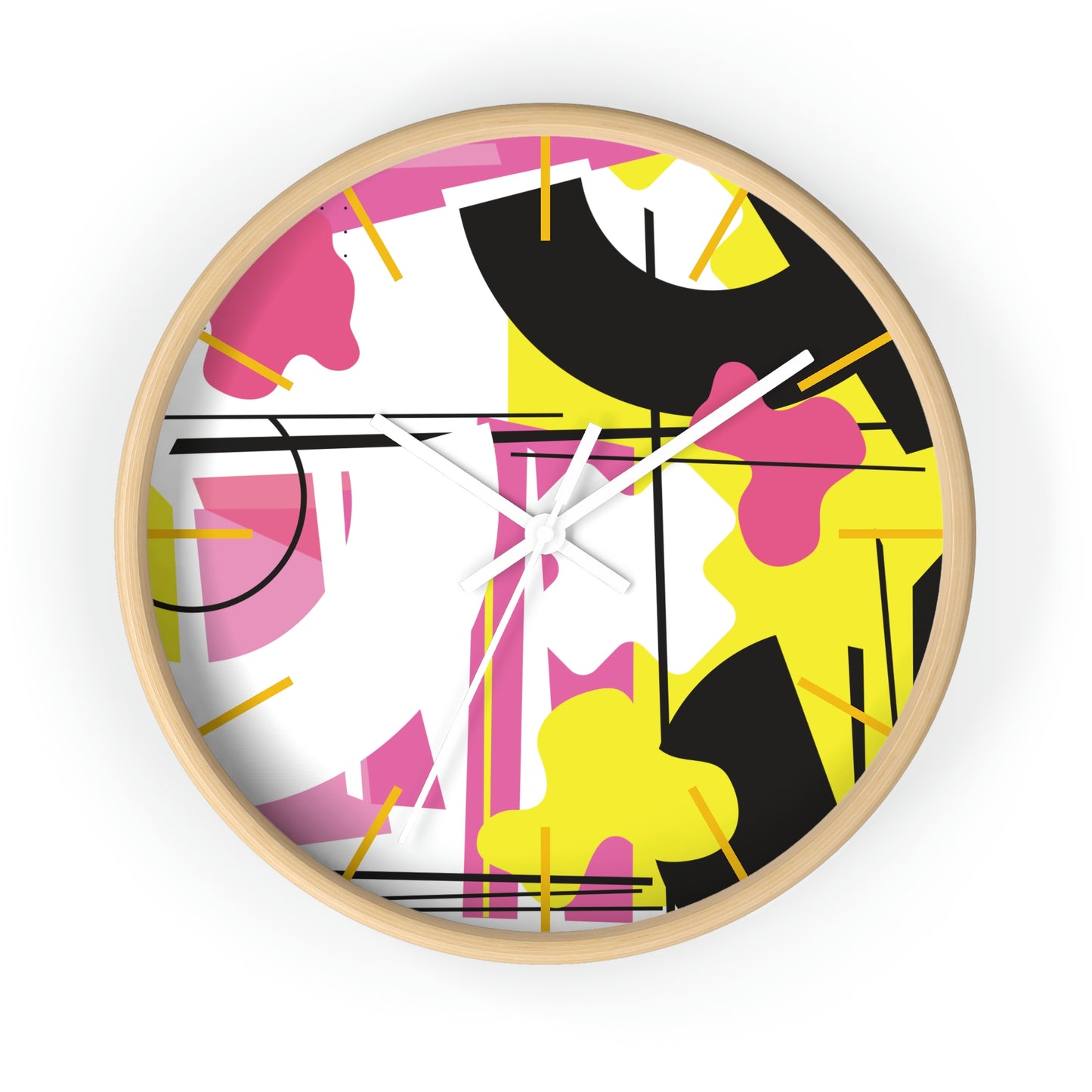 Yellow and Pink Retro 1980s Inspired Wall Clock