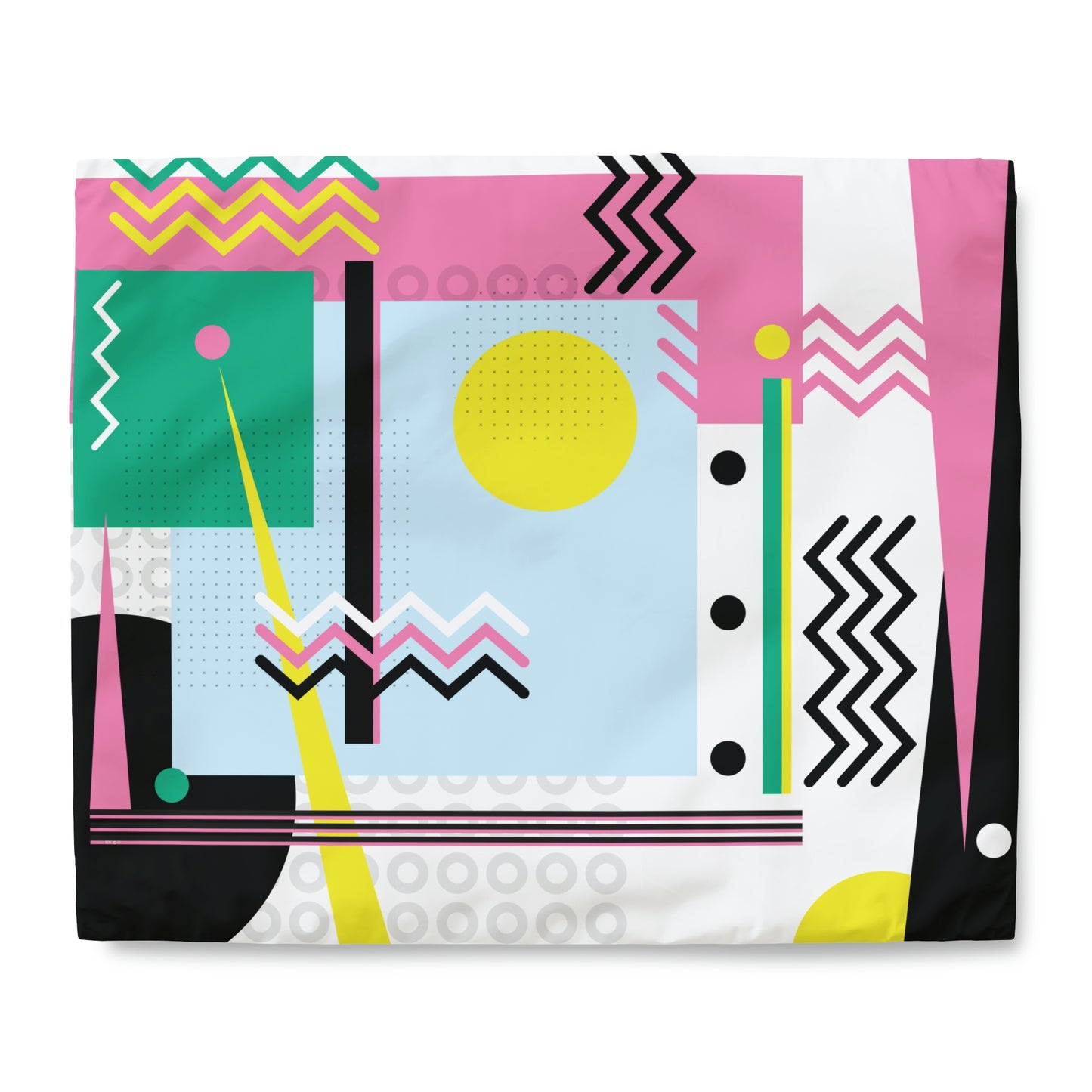 1980s Retro Graphic Art Abstract - Sunset Over Zig Zag - Duvet Cover
