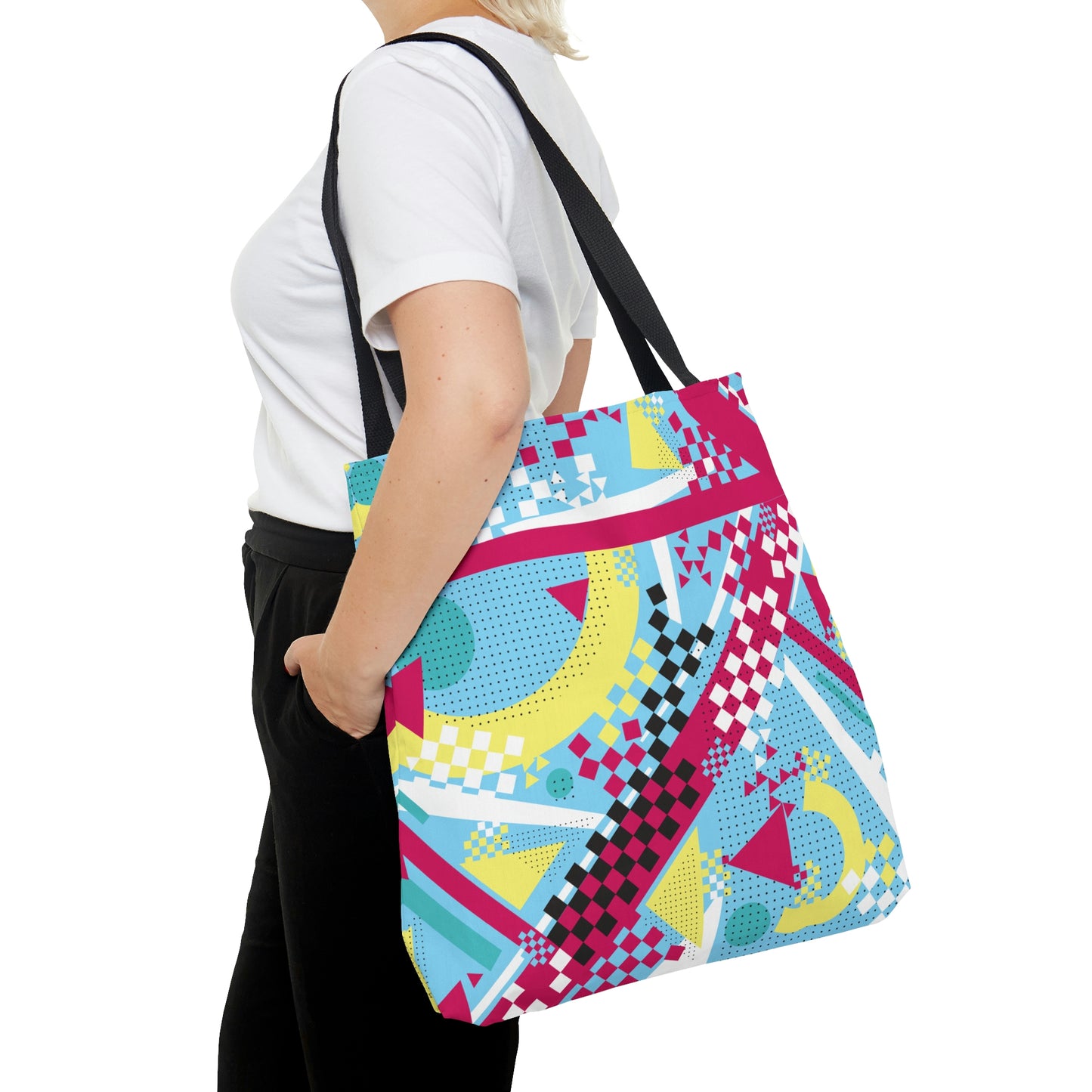 1980s Retro Abstract Graphic Art - Checkered - Tote Bag