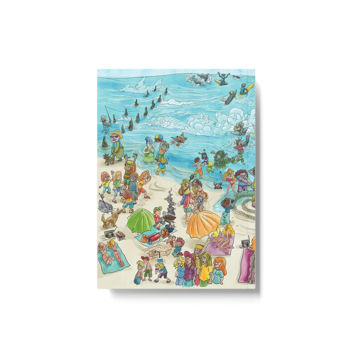 Beach Day Whimsical Illustration - Hard Backed Journal