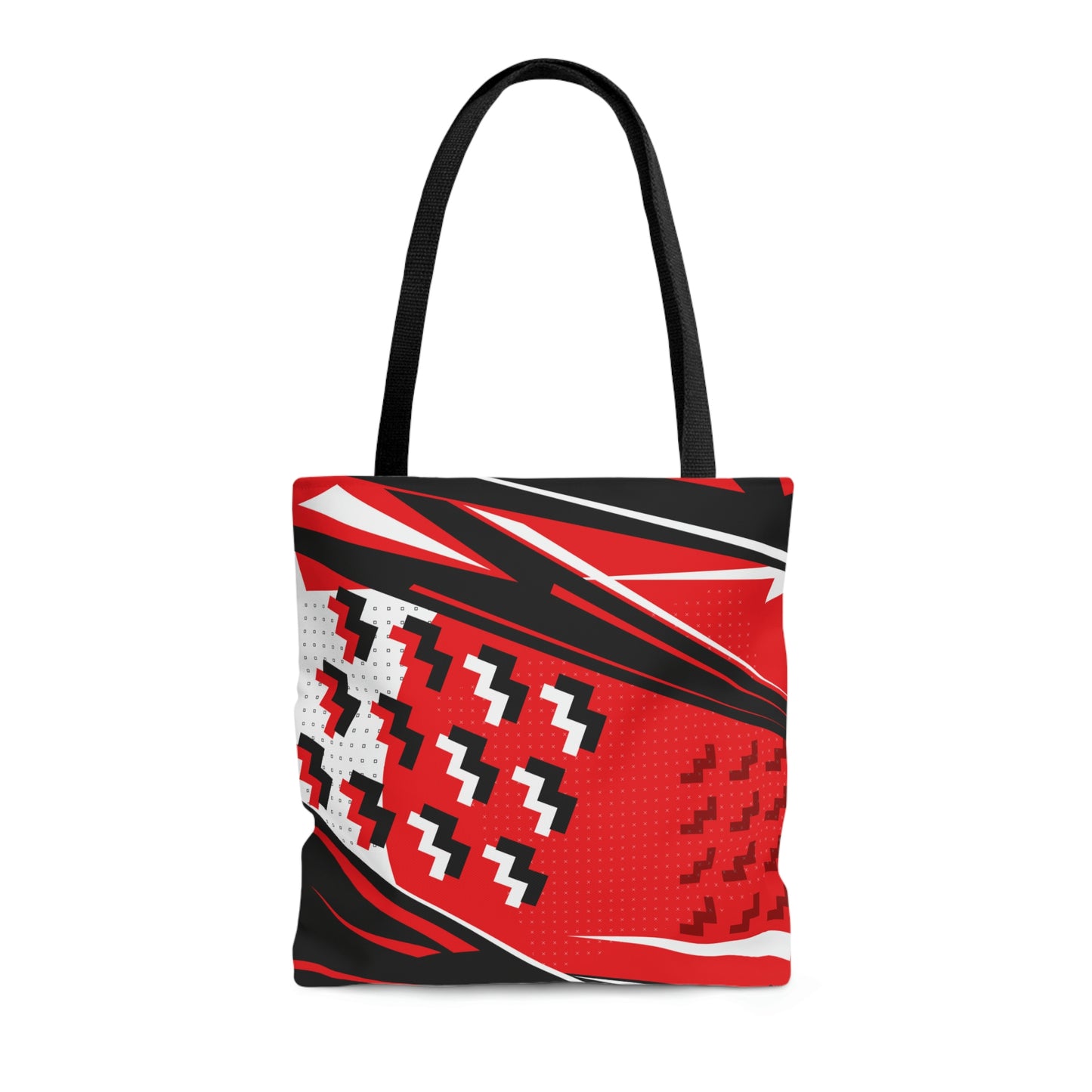 Red Geometric 1980s Retro Inspired Tote Bag