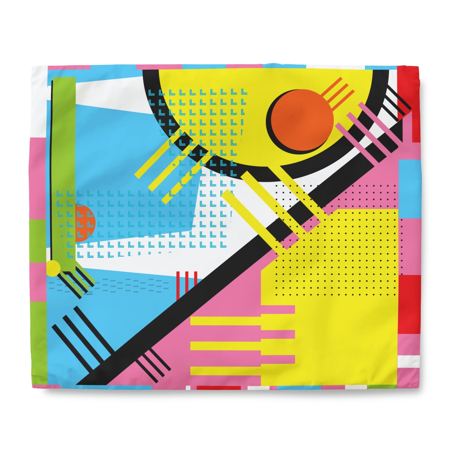 1980s Retro Graphic Art Abstract - Eggs and Tines - Duvet Cover