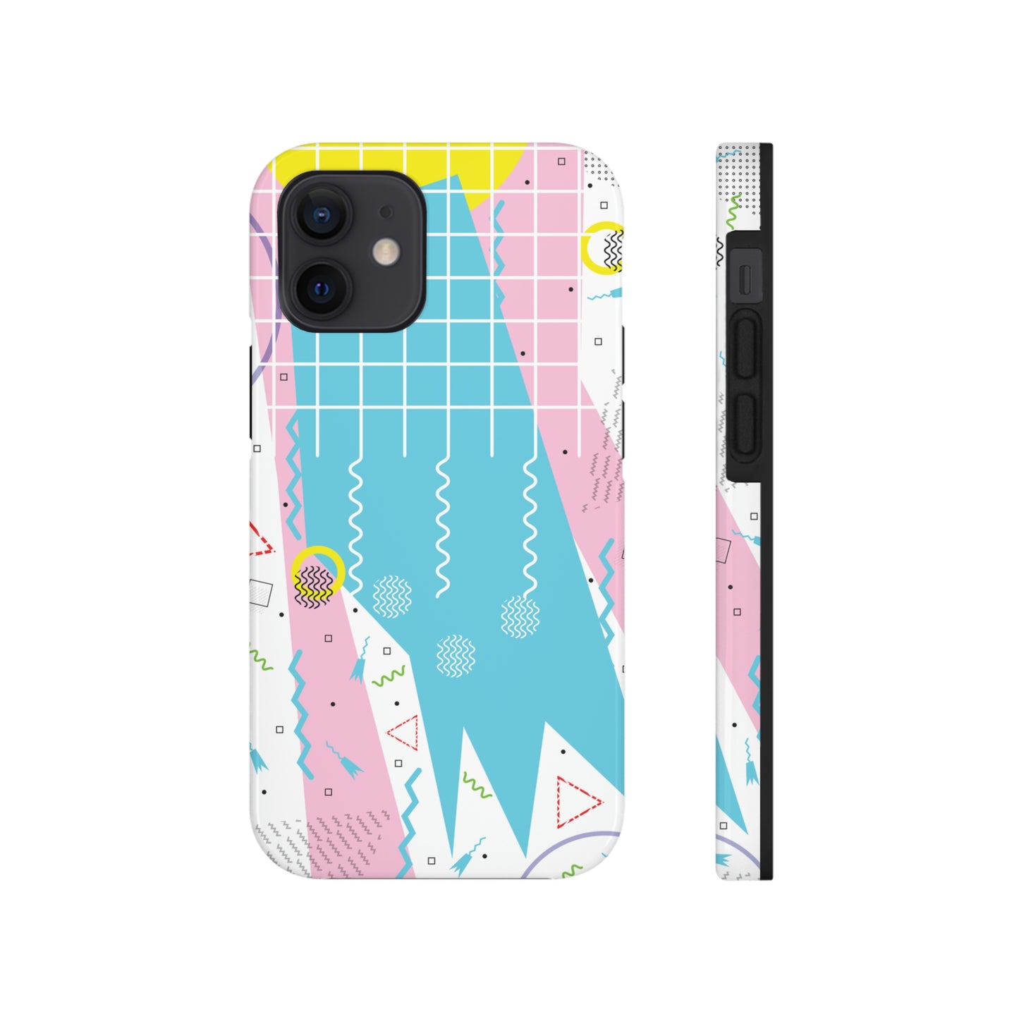 Tough Phone Cases, Case-Mate -80s Retro Abstract Graphic Art - Gridded Pink Blue -