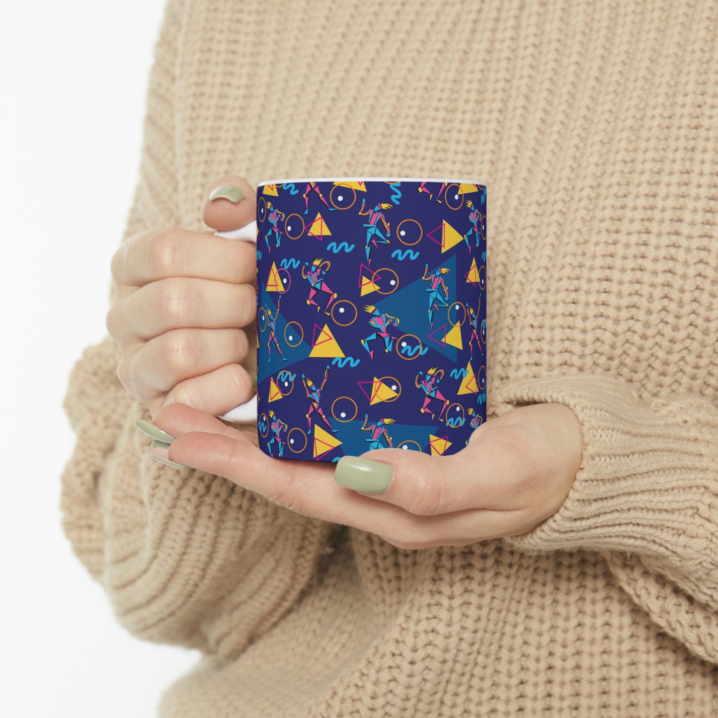 Ceramic Mug 11oz - 1980 Retro Graphic Abstract Design - 80s Dancers