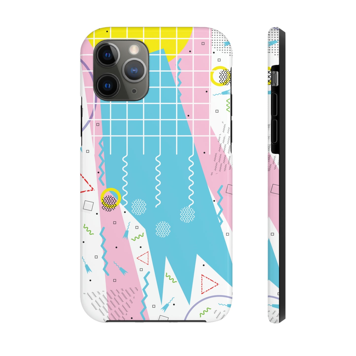 Tough Phone Cases, Case-Mate -80s Retro Abstract Graphic Art - Gridded Pink Blue -