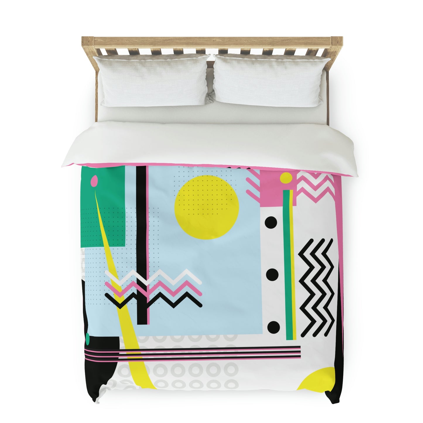 1980s Retro Graphic Art Abstract - Sunset Over Zig Zag - Duvet Cover