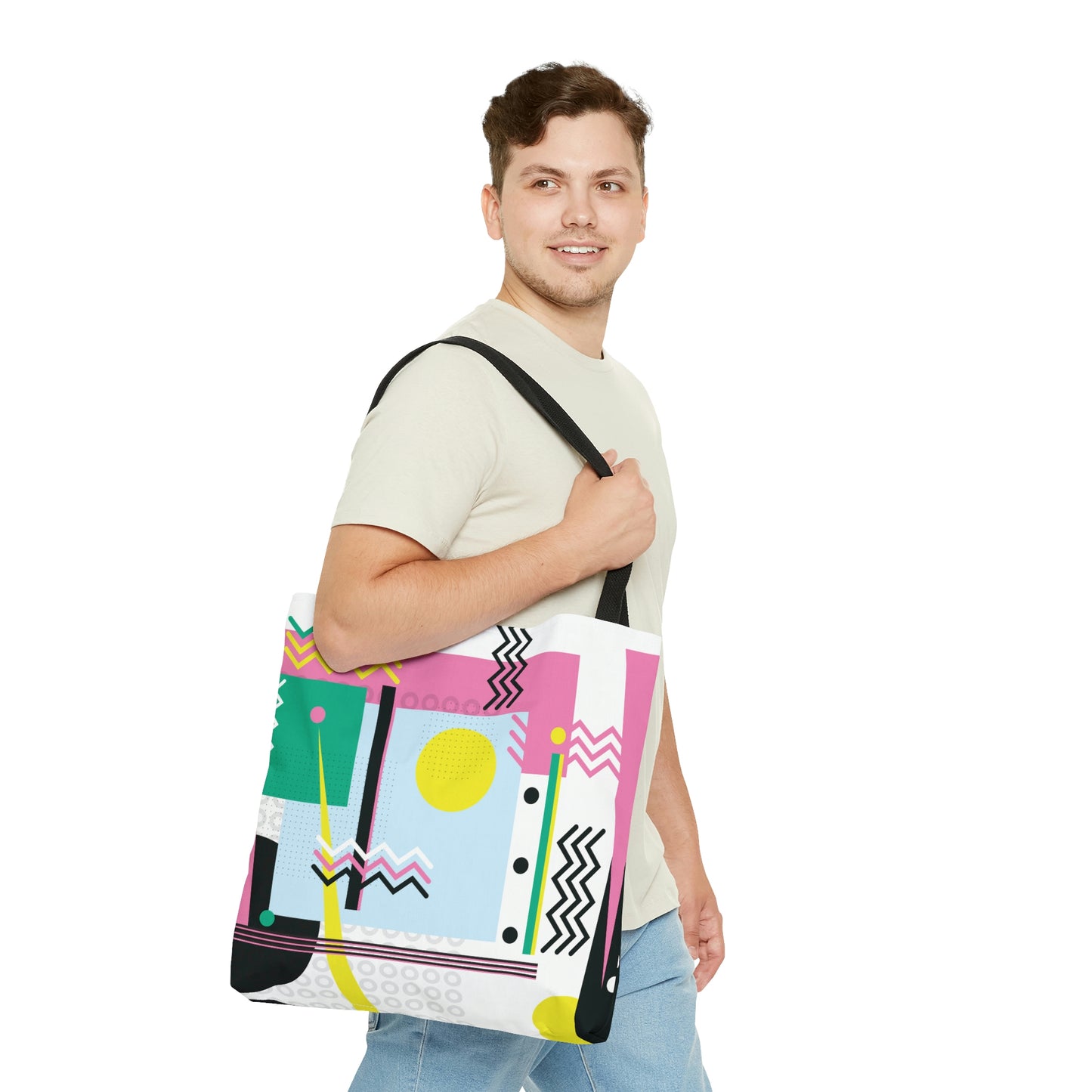 1980s Retro Abstract Graphic Art - Sunset Over Zig Zag - Tote Bag