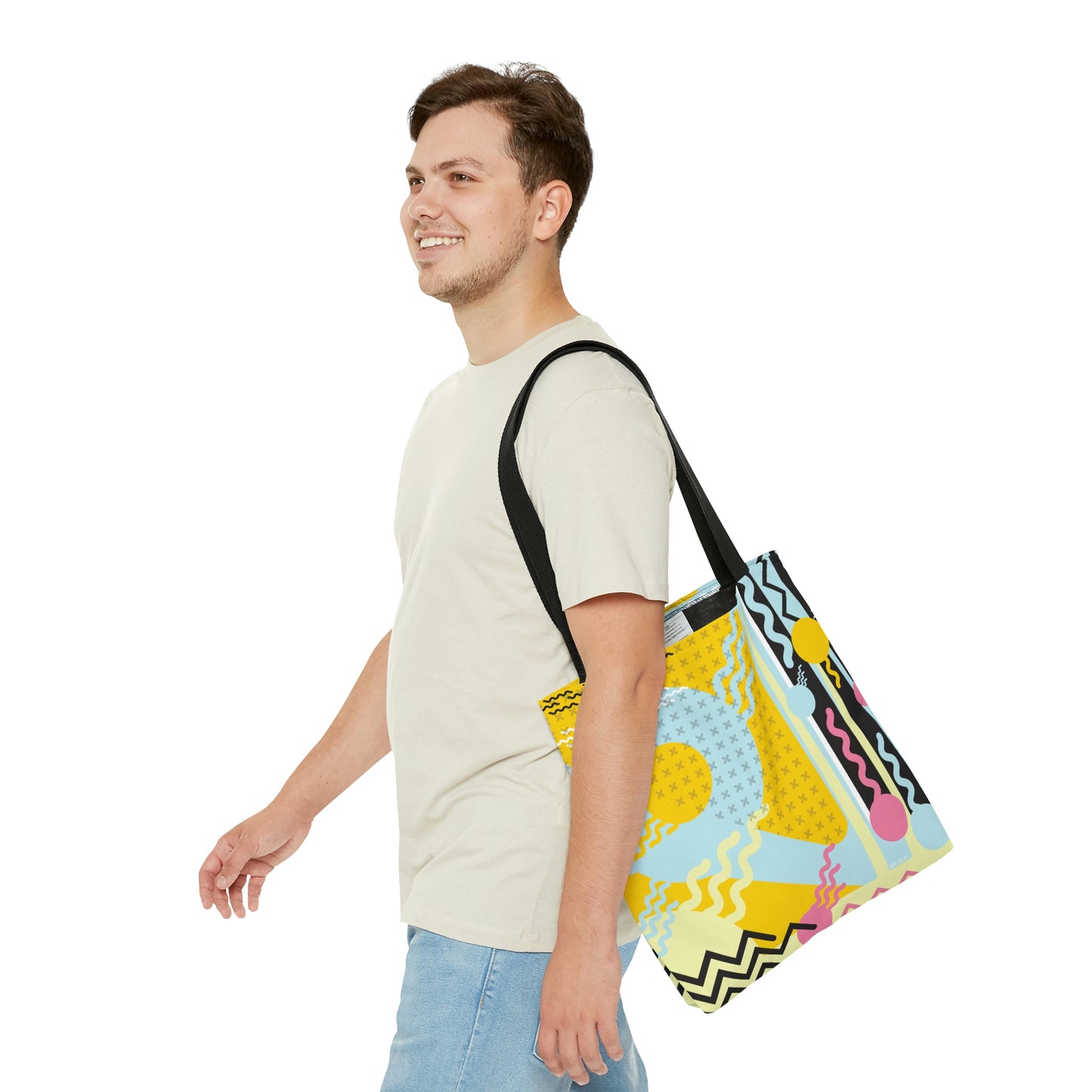 1980s Retro Abstract Graphic Art - Yellow - AOP Tote Bag