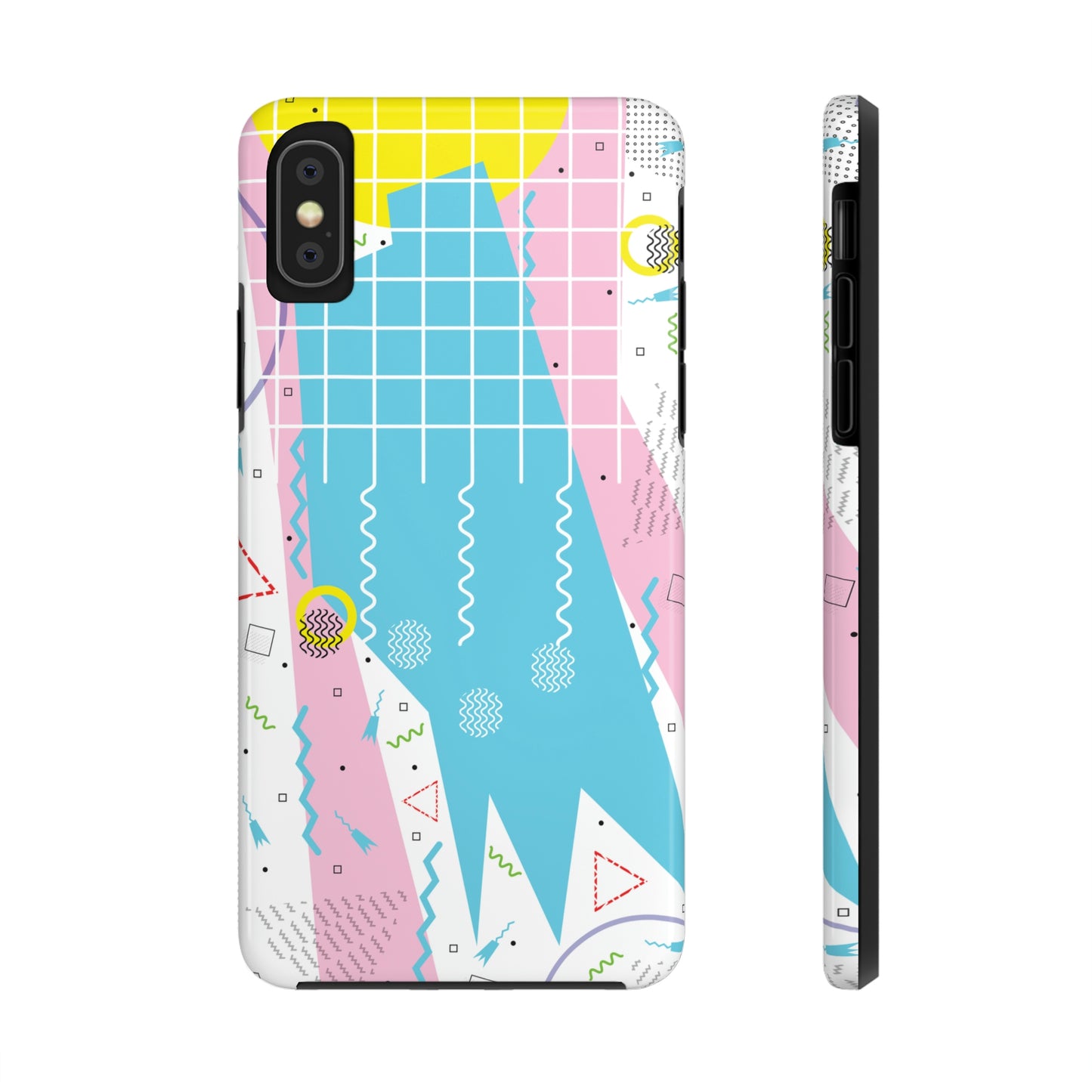 Tough Phone Cases, Case-Mate -80s Retro Abstract Graphic Art - Gridded Pink Blue -