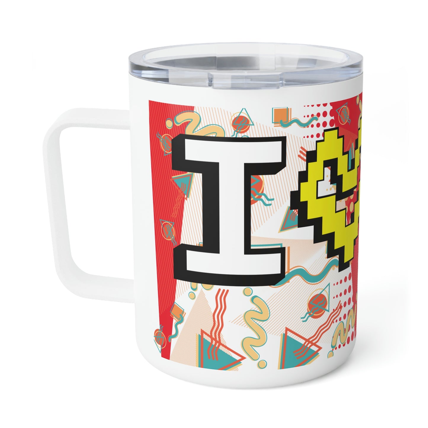 I Heart the 1980s Abstract Graphic Art Red Sushi Insulated Coffee Mug, 10oz