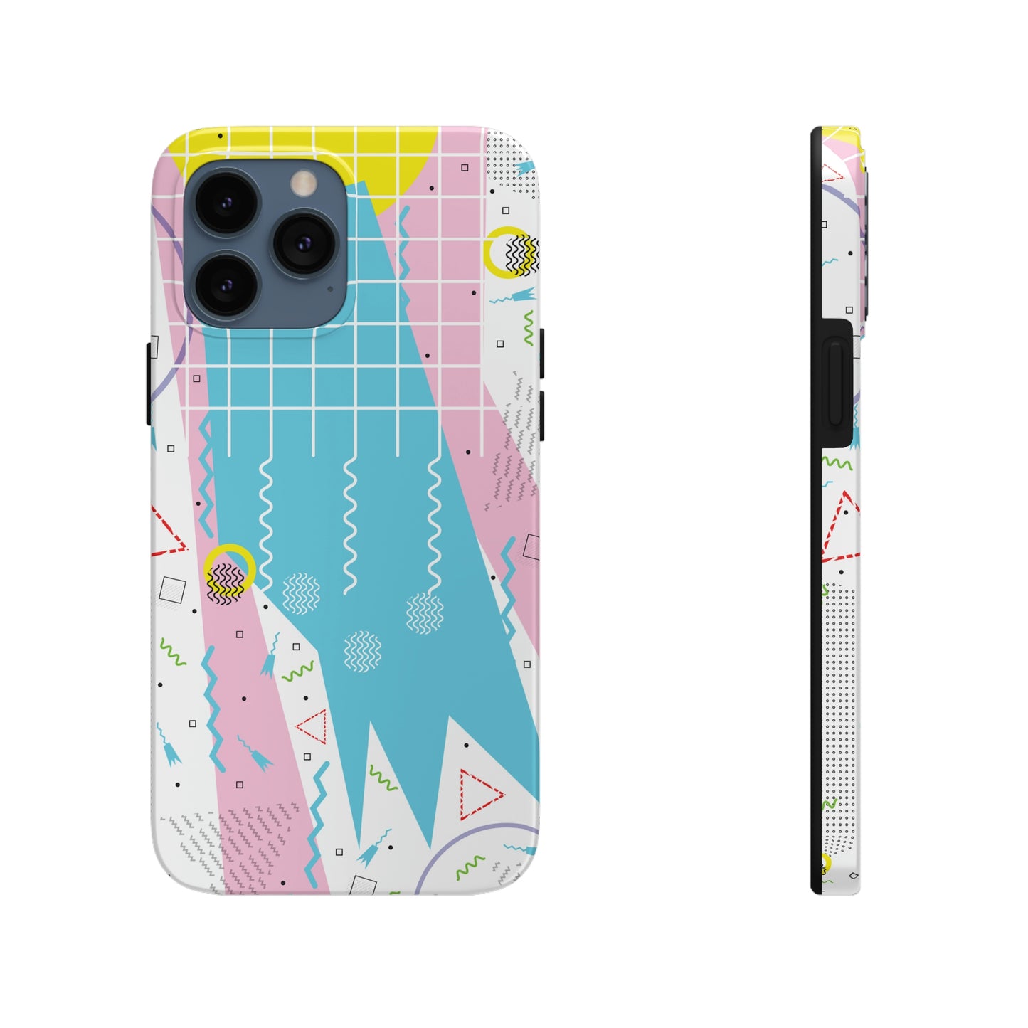 Tough Phone Cases, Case-Mate -80s Retro Abstract Graphic Art - Gridded Pink Blue -