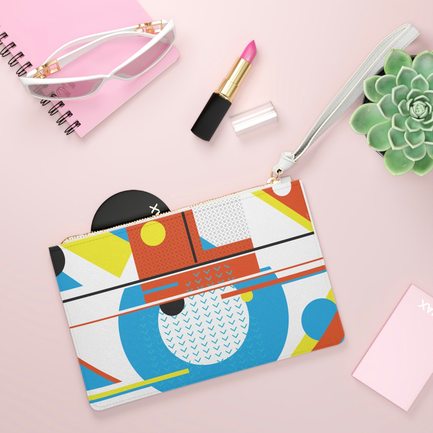 Clutch Bag 1980 Retro Abstract Graphic Art - Square Peg Round Hole -